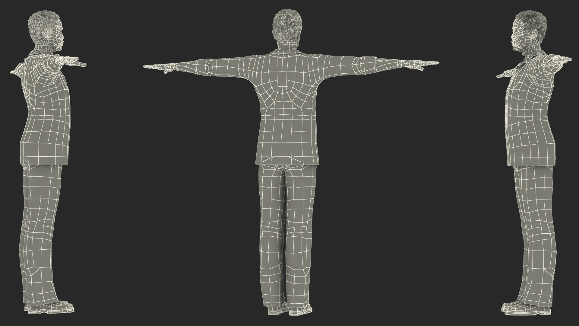 3D model Black Elderly Man Home Style T-Pose