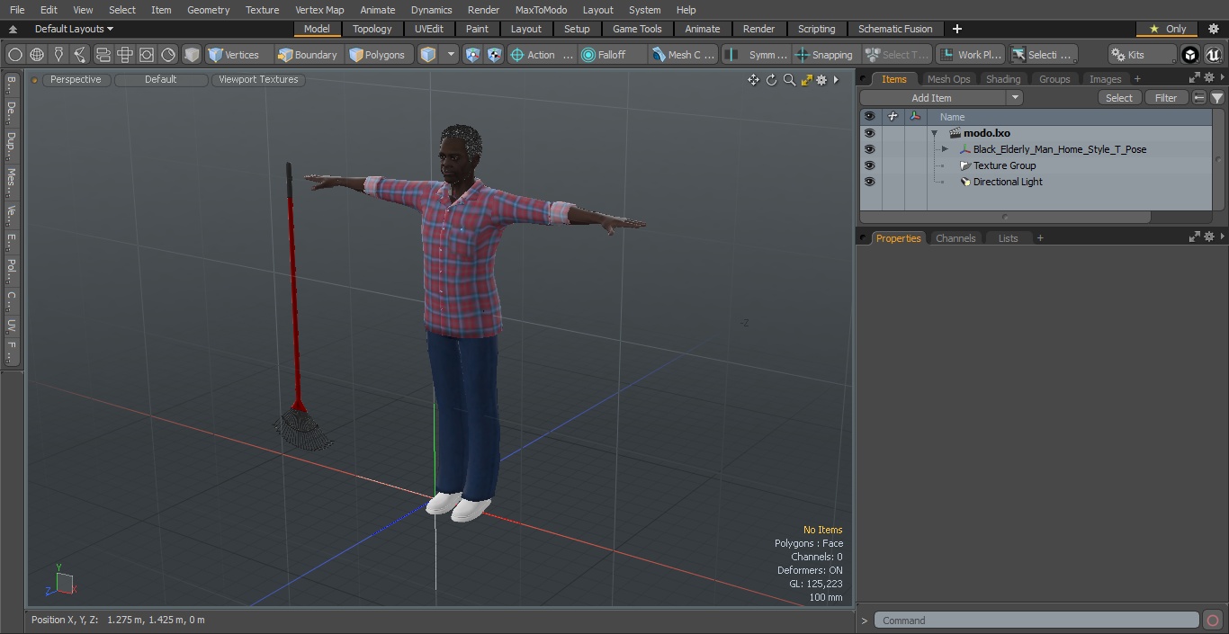 3D model Black Elderly Man Home Style T-Pose