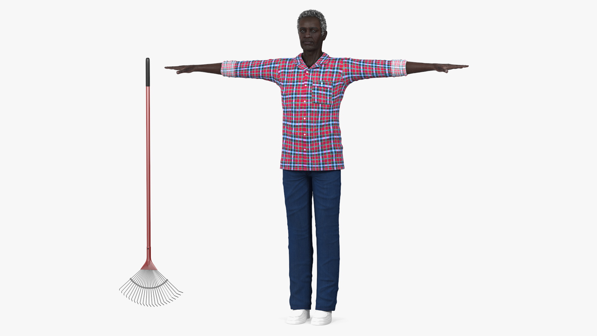 3D model Black Elderly Man Home Style T-Pose