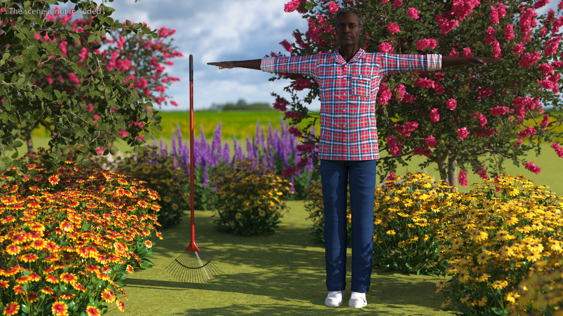 3D model Black Elderly Man Home Style T-Pose