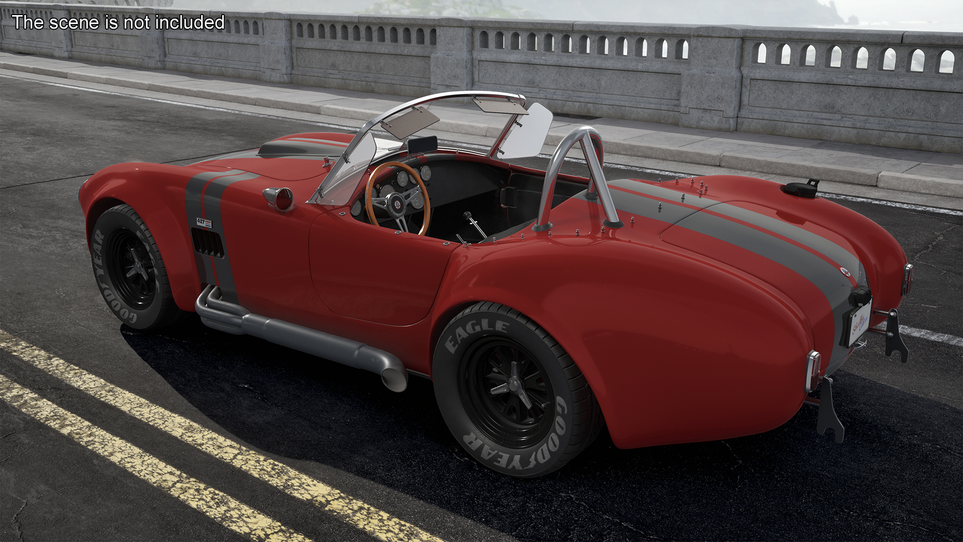 3D model Racing Cobra Shelby 1965 Red Rigged