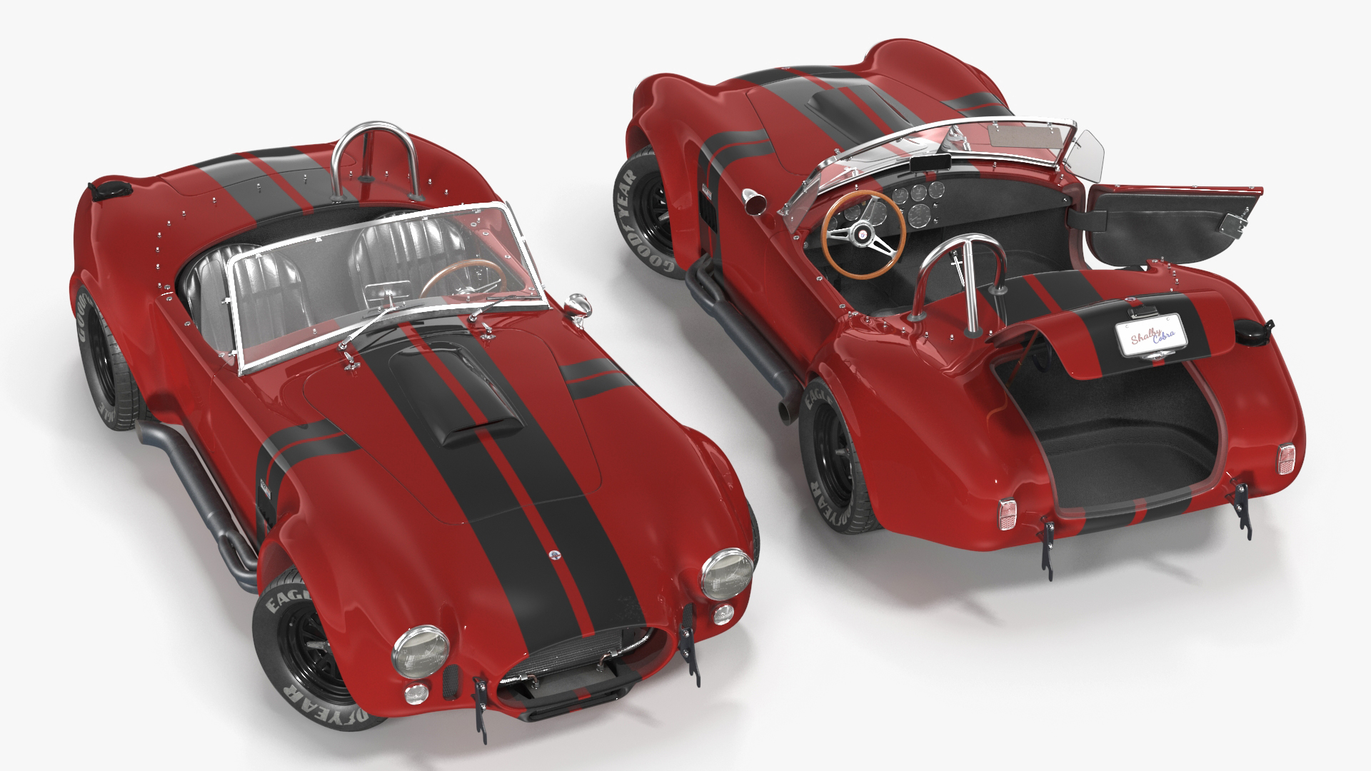 3D model Racing Cobra Shelby 1965 Red Rigged