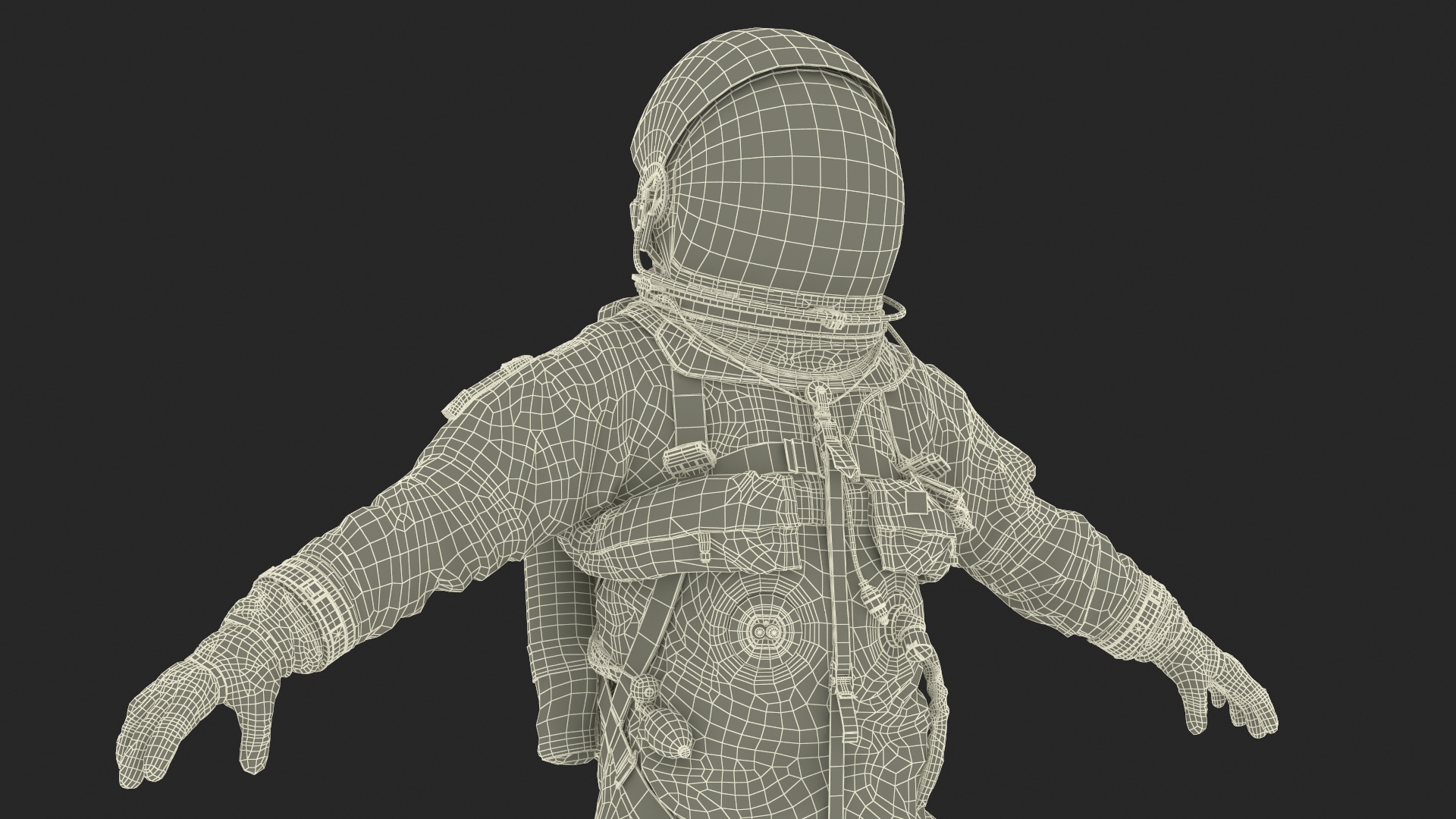 3D Detailed Astronaut Wearing Advanced Crew Escape Suit Fur