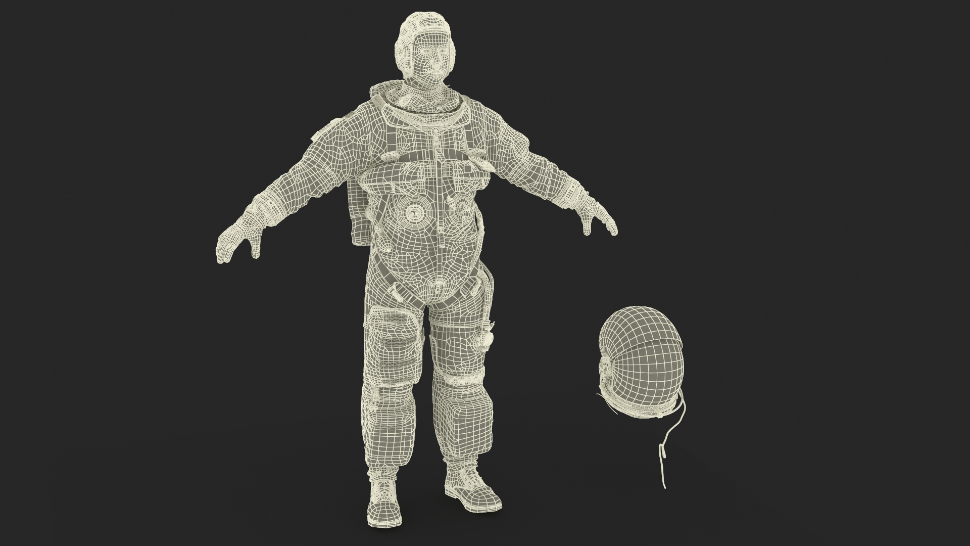 3D Detailed Astronaut Wearing Advanced Crew Escape Suit Fur