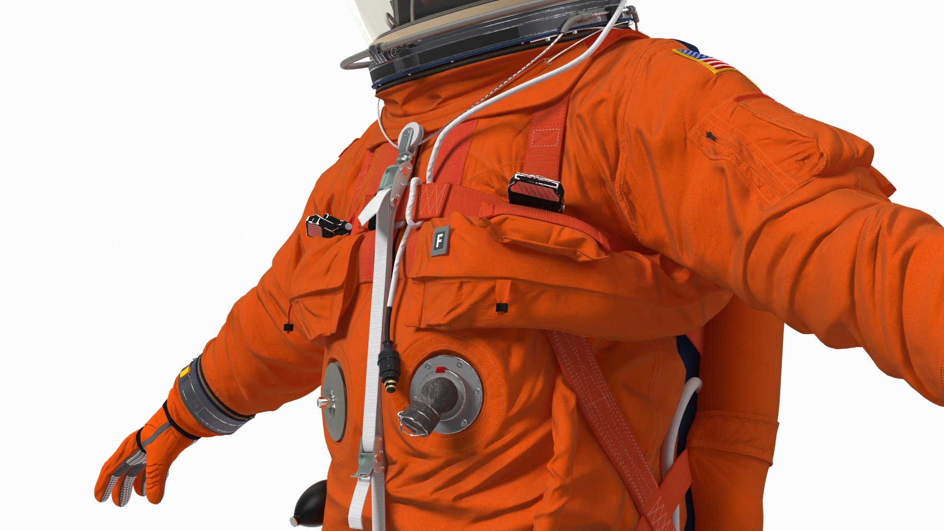 3D Detailed Astronaut Wearing Advanced Crew Escape Suit Fur