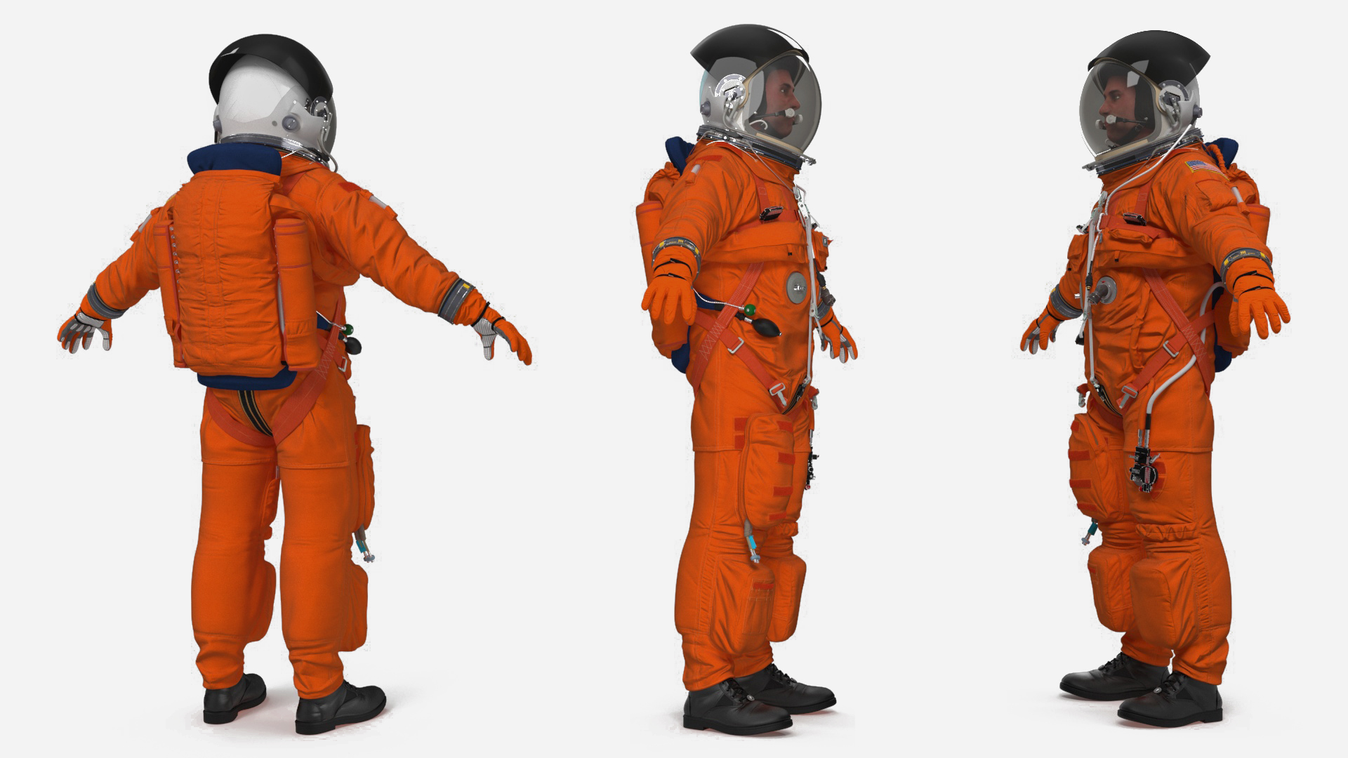 3D Detailed Astronaut Wearing Advanced Crew Escape Suit Fur