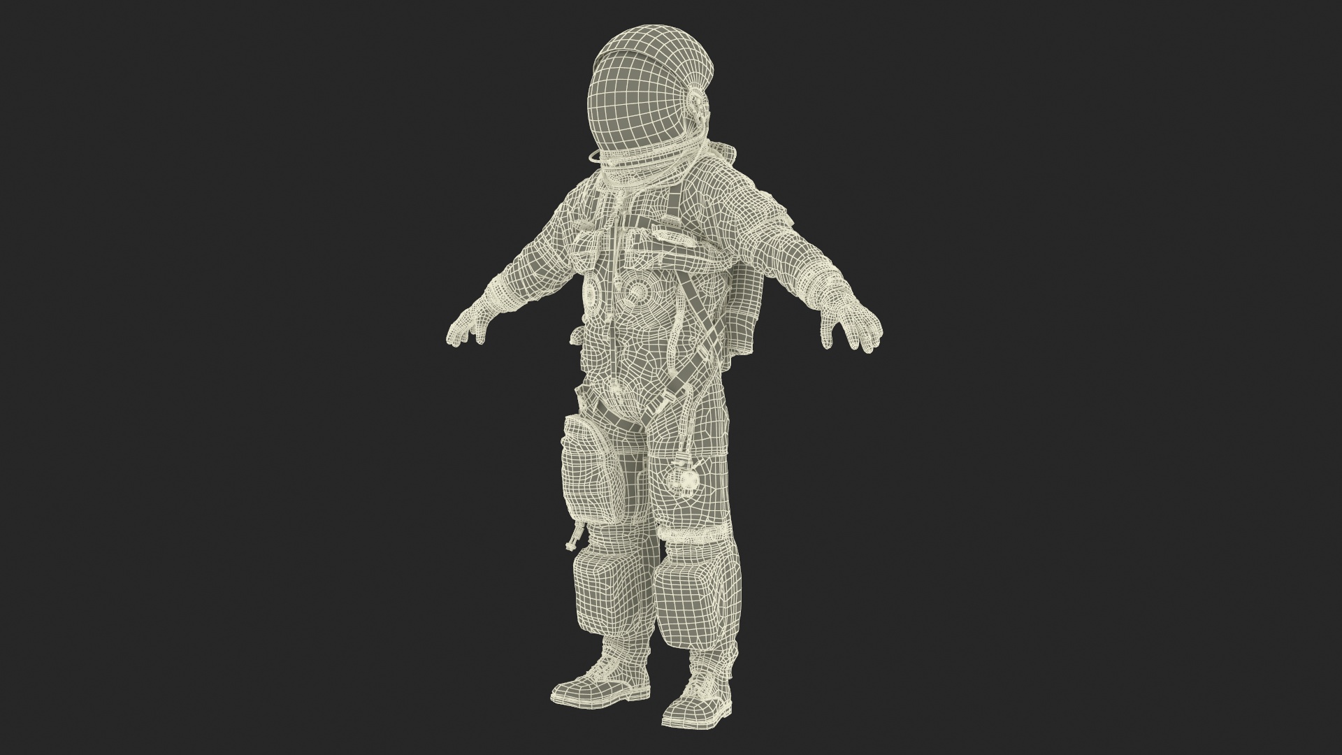 3D Detailed Astronaut Wearing Advanced Crew Escape Suit Fur