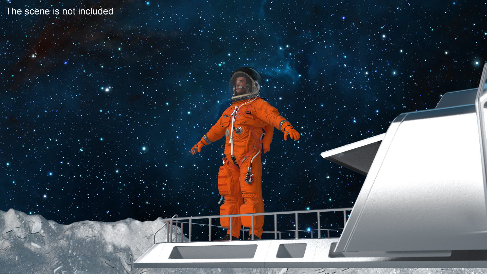 3D Detailed Astronaut Wearing Advanced Crew Escape Suit Fur