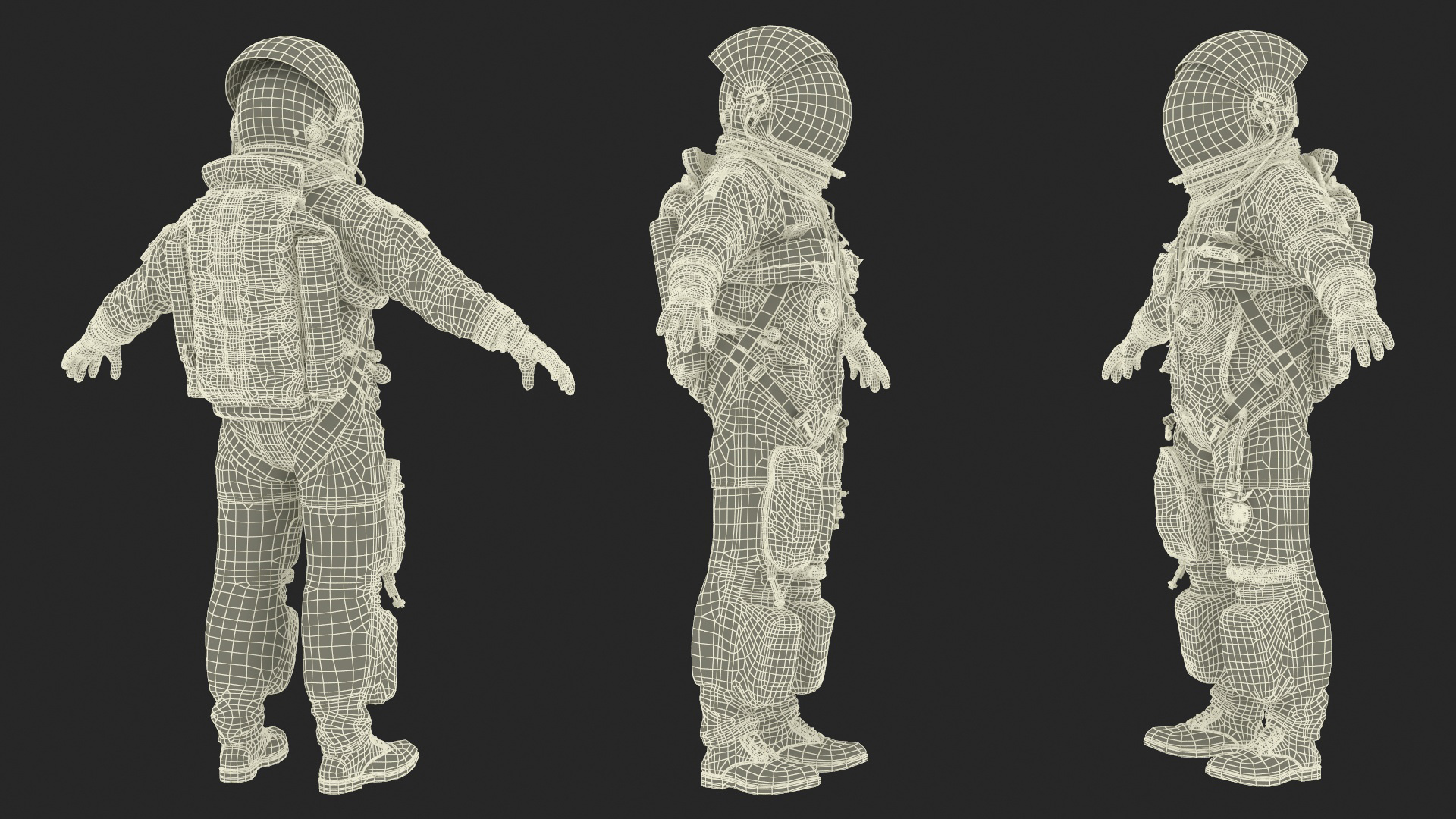 3D Detailed Astronaut Wearing Advanced Crew Escape Suit Fur