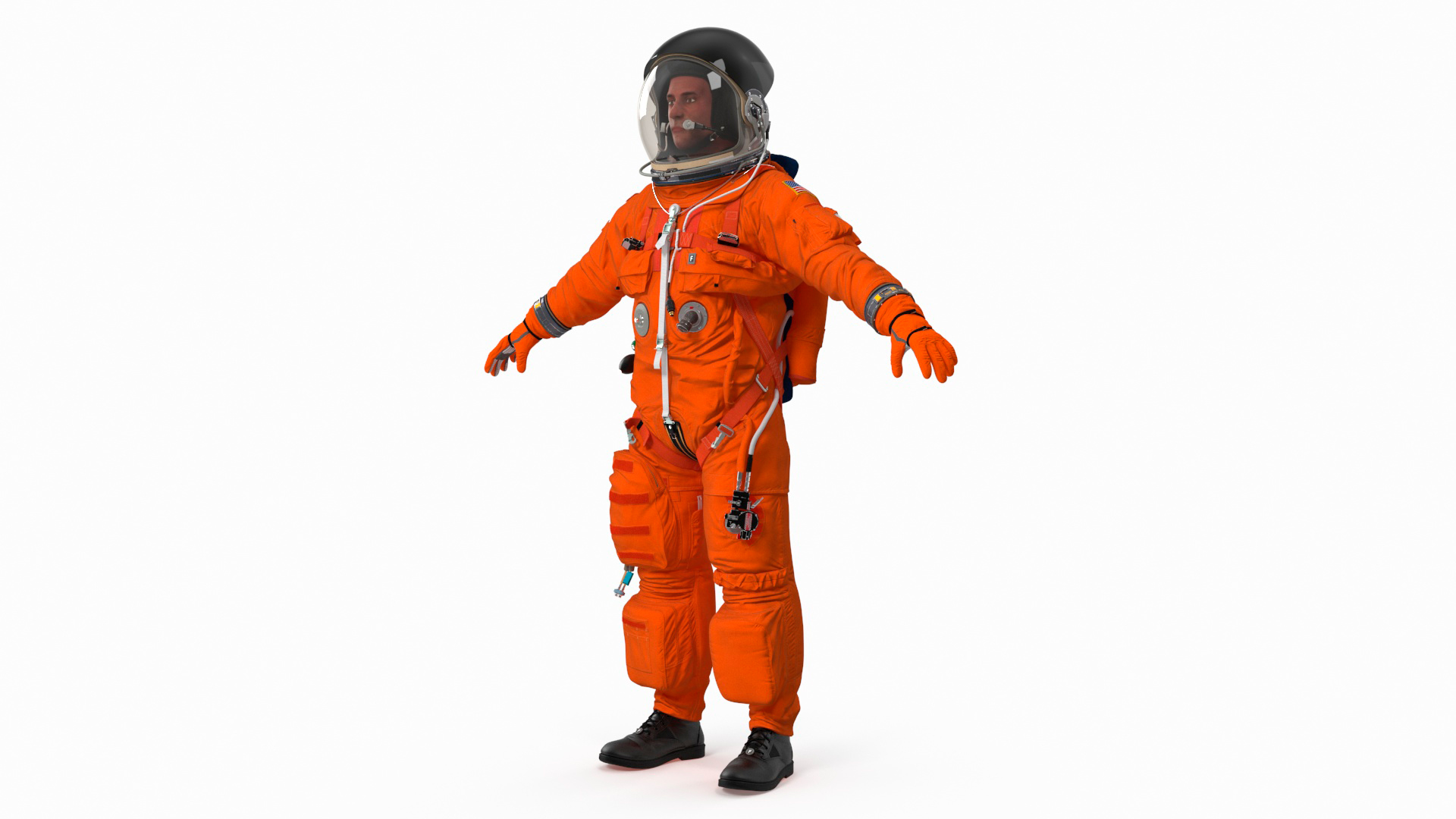 3D Detailed Astronaut Wearing Advanced Crew Escape Suit Fur