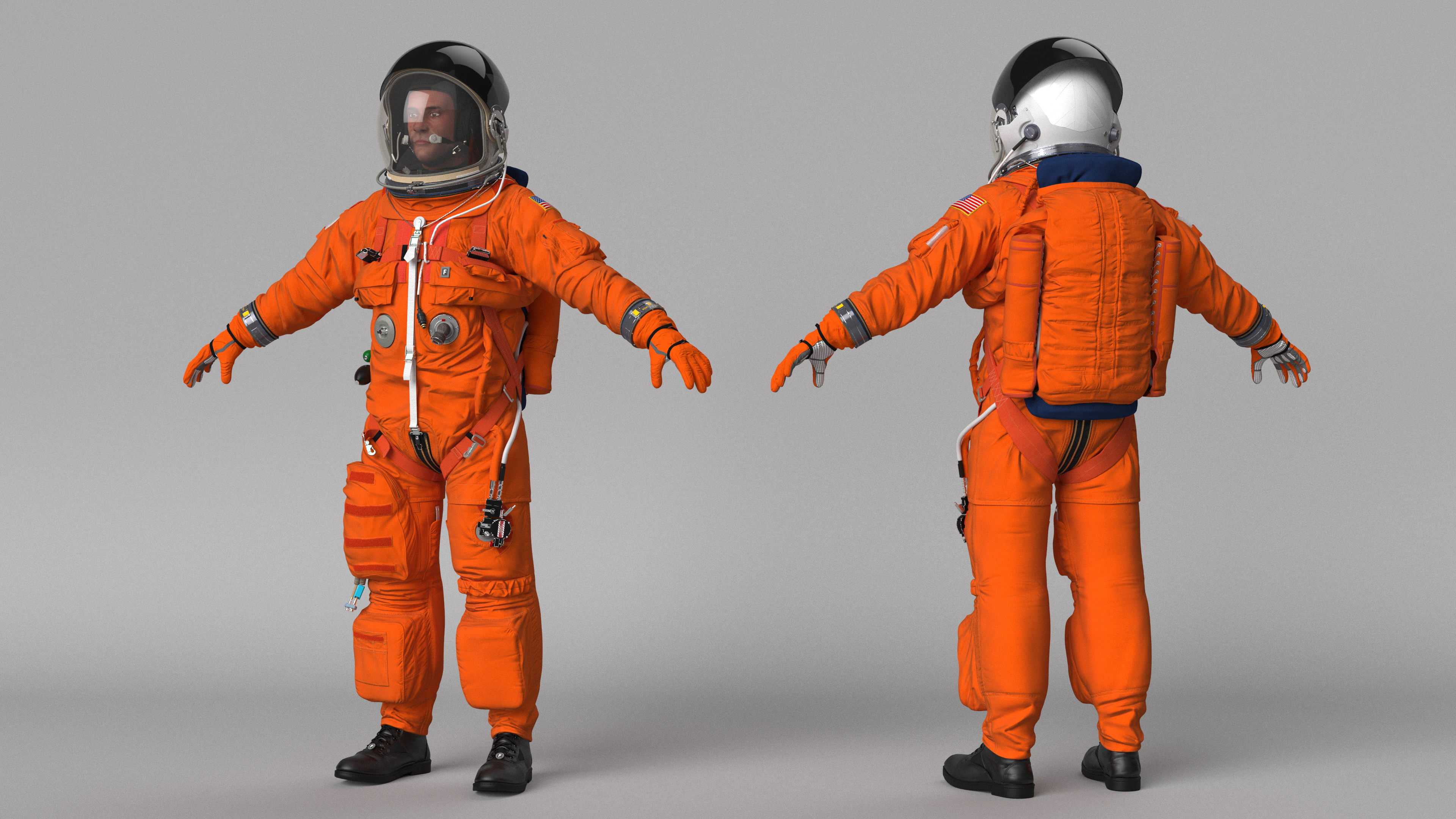 3D Detailed Astronaut Wearing Advanced Crew Escape Suit Fur