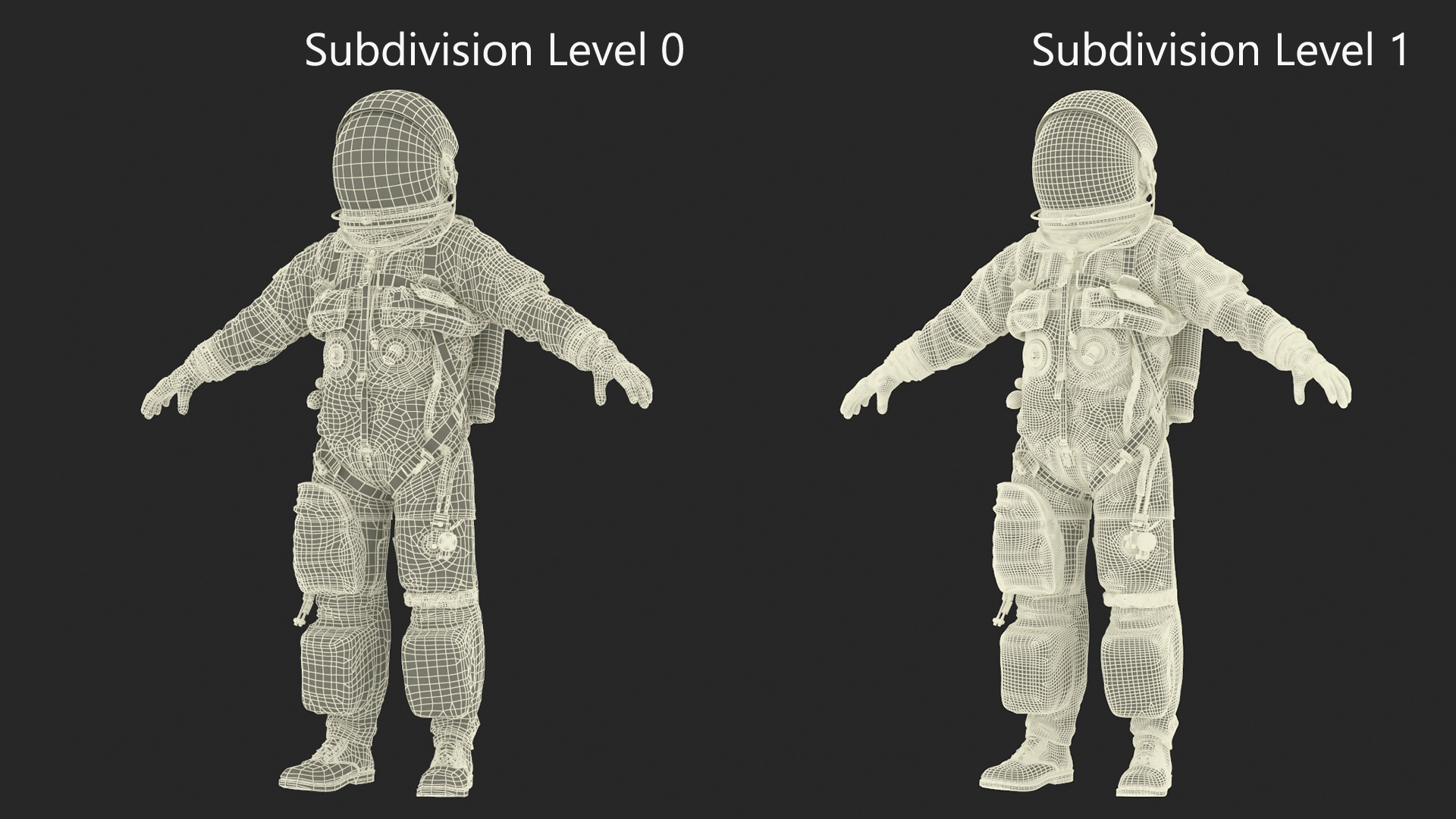 3D Detailed Astronaut Wearing Advanced Crew Escape Suit Fur