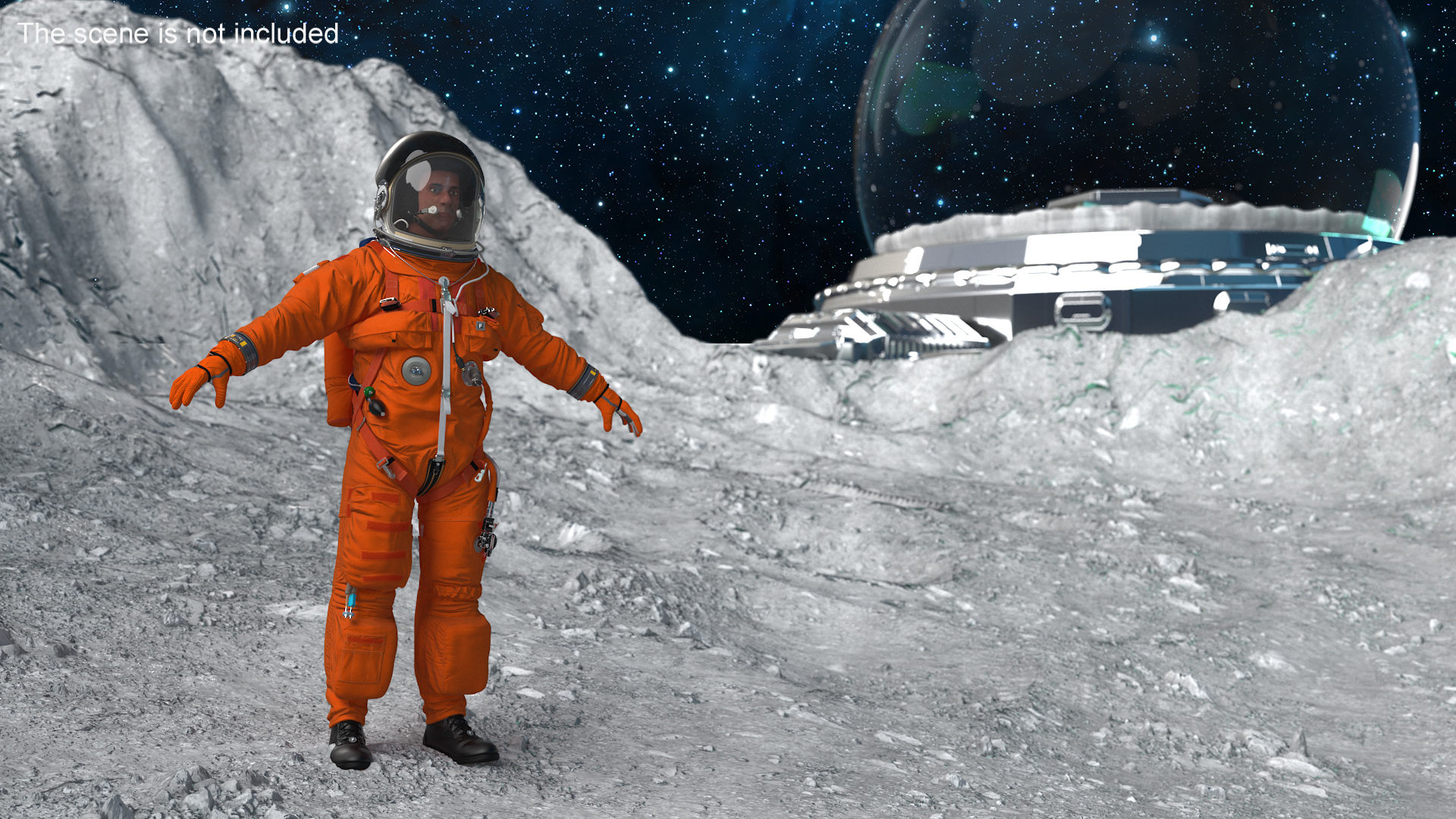 3D Detailed Astronaut Wearing Advanced Crew Escape Suit Fur