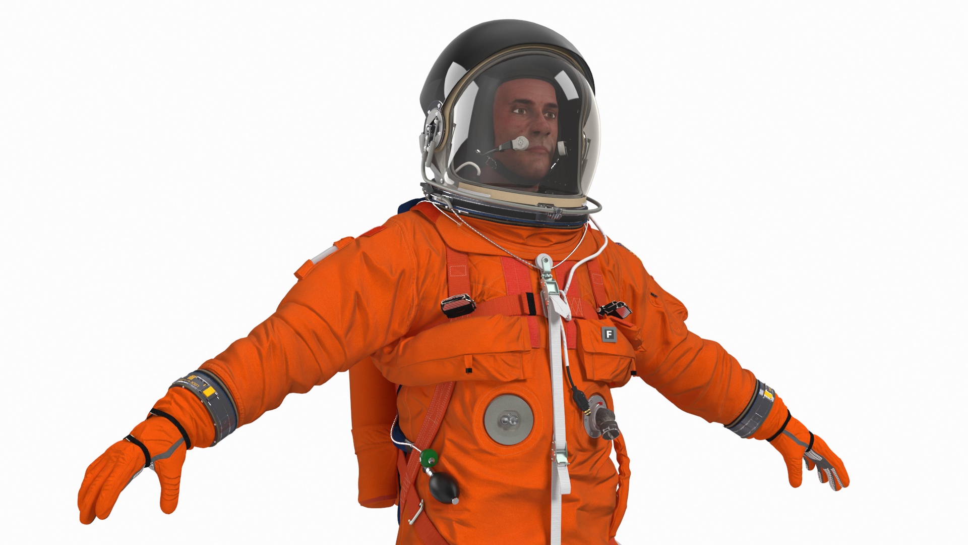 3D Detailed Astronaut Wearing Advanced Crew Escape Suit Fur