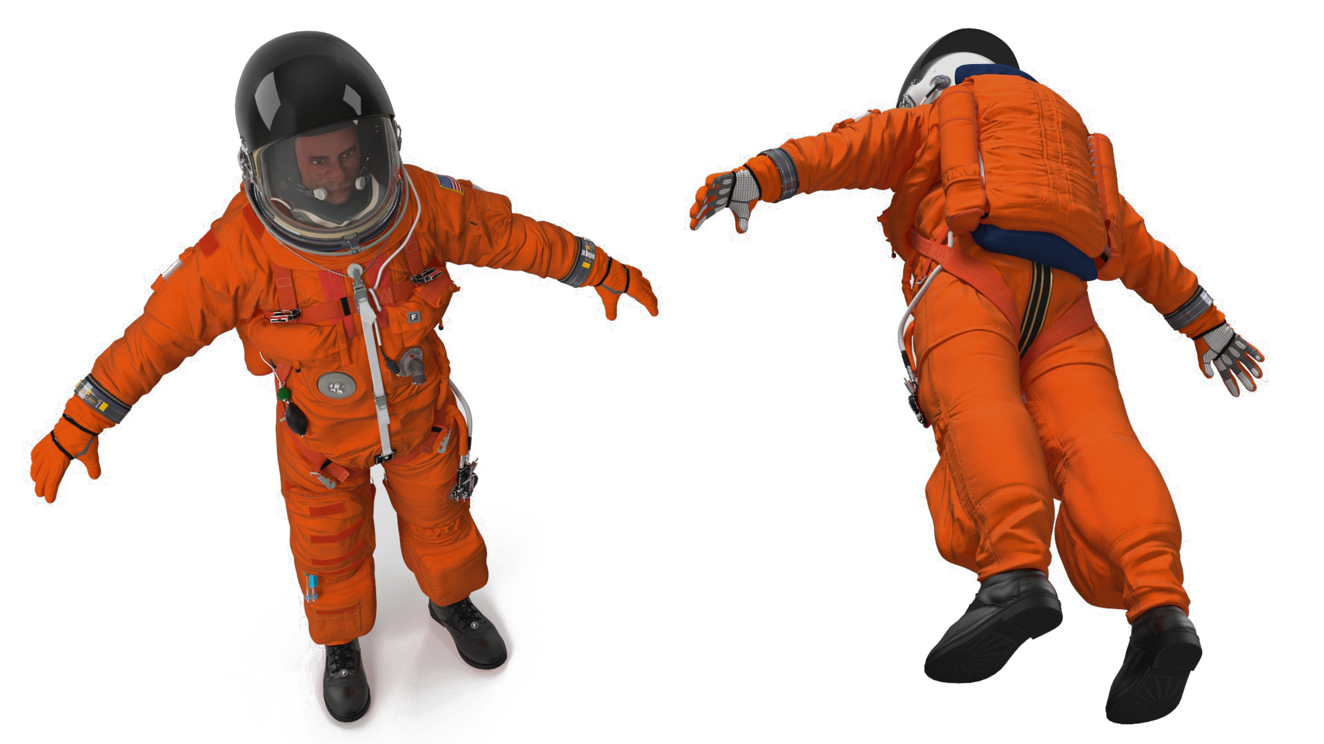 3D Detailed Astronaut Wearing Advanced Crew Escape Suit Fur