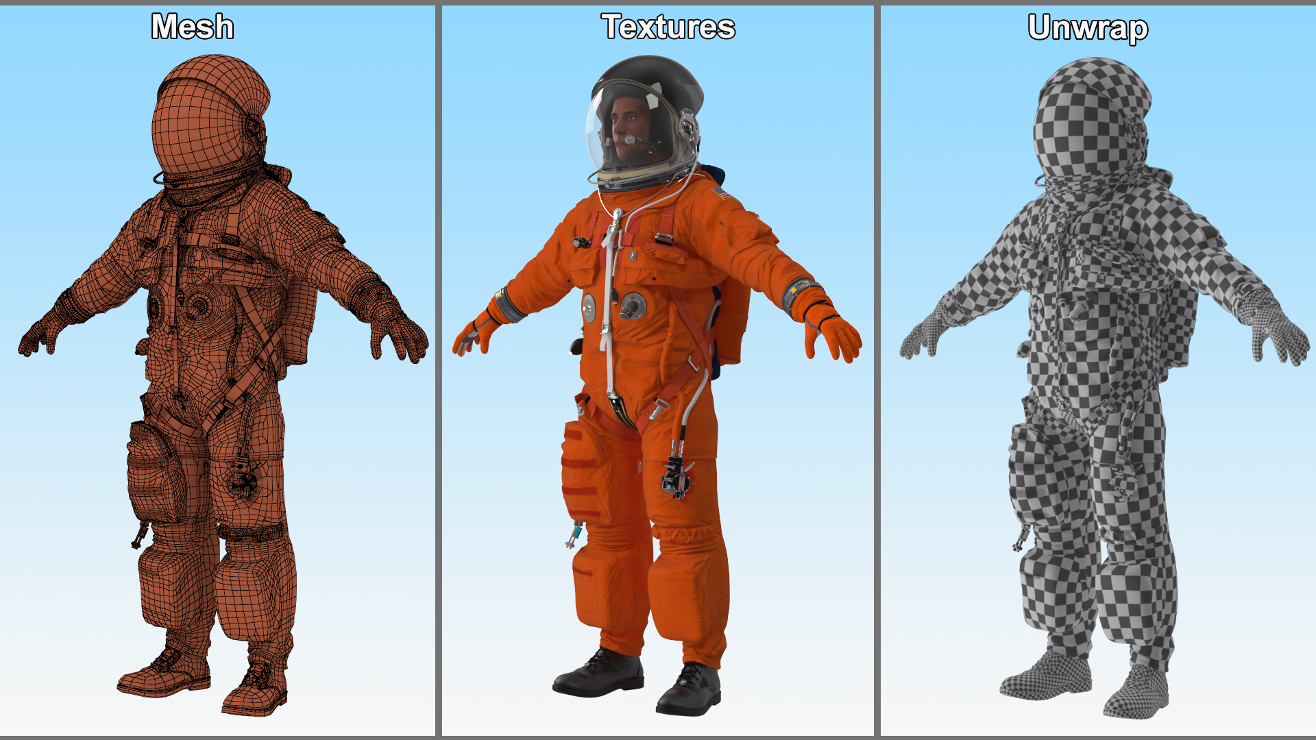 3D Detailed Astronaut Wearing Advanced Crew Escape Suit Fur