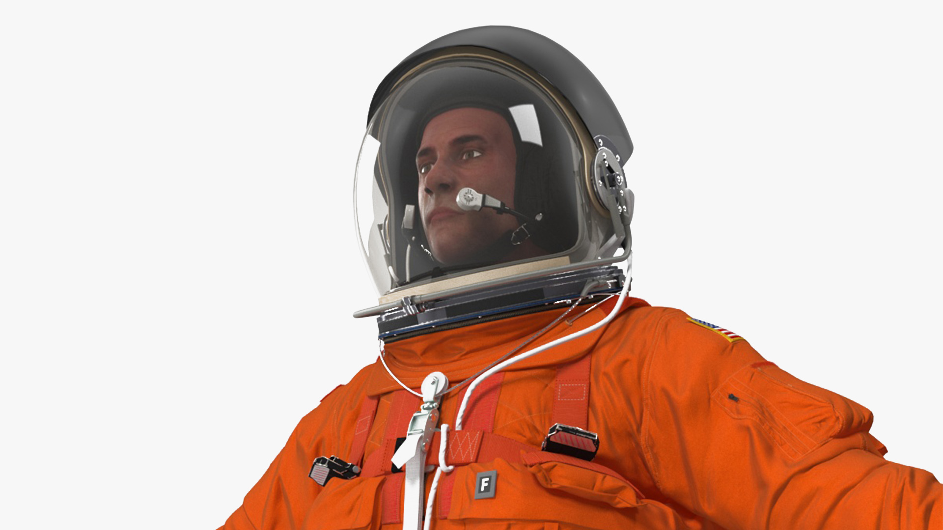 3D Detailed Astronaut Wearing Advanced Crew Escape Suit Fur