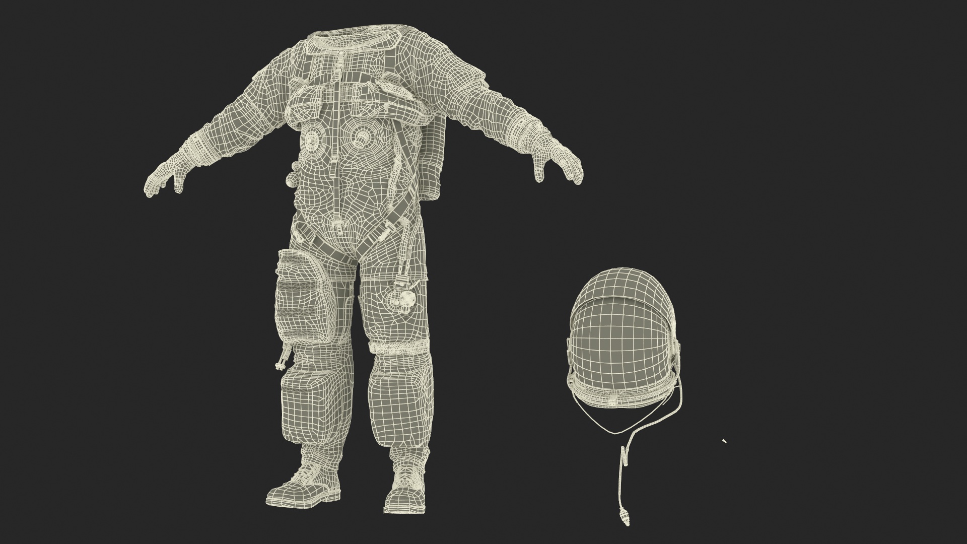 3D Detailed Astronaut Wearing Advanced Crew Escape Suit Fur