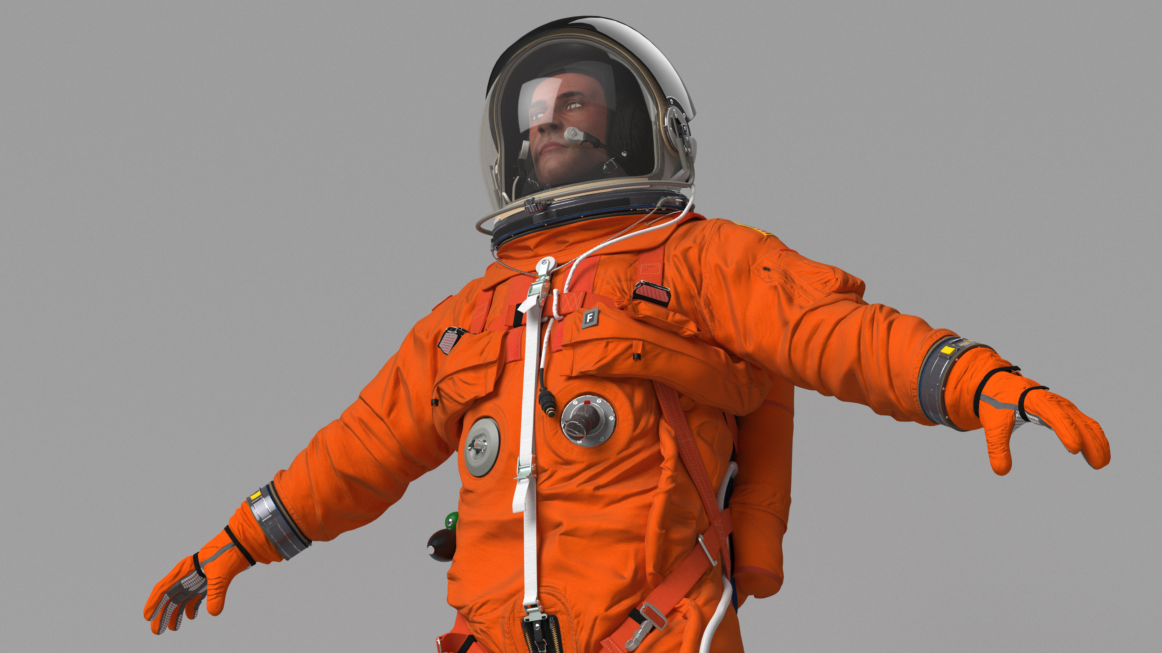 3D Detailed Astronaut Wearing Advanced Crew Escape Suit Fur