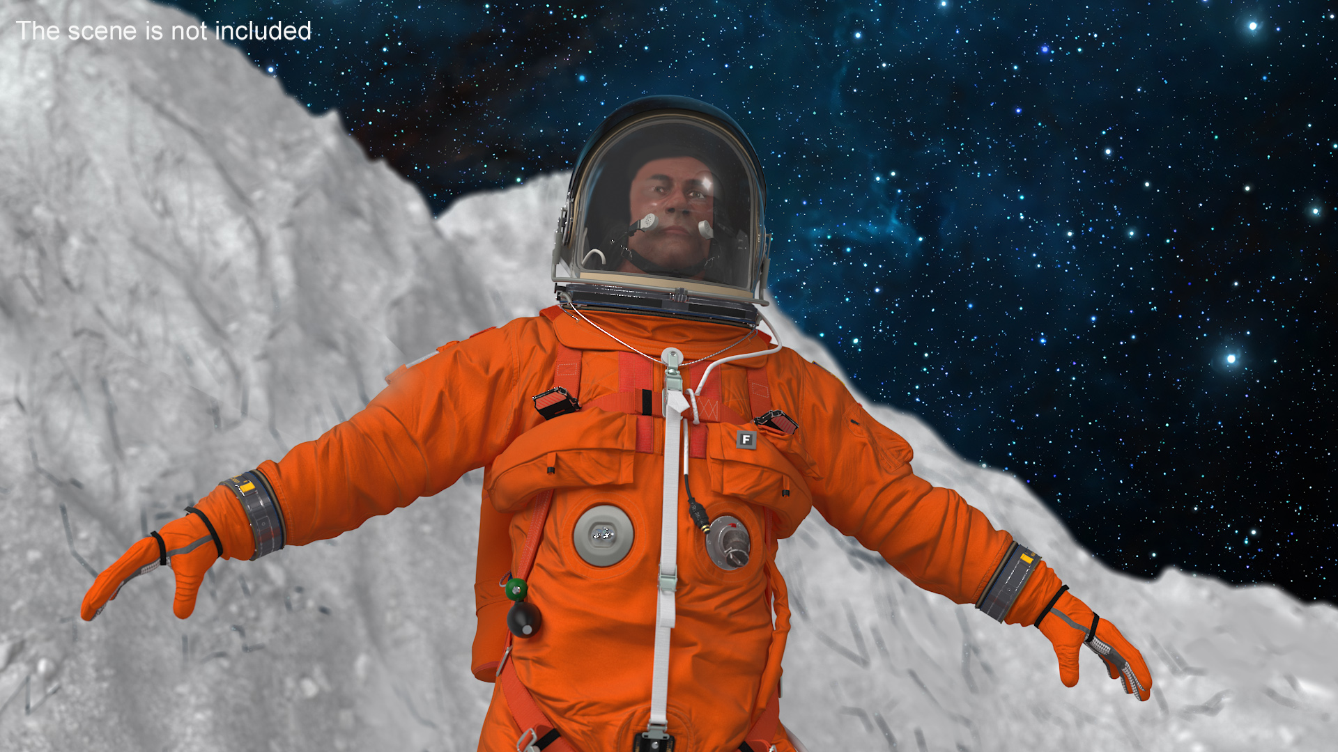 3D Detailed Astronaut Wearing Advanced Crew Escape Suit Fur