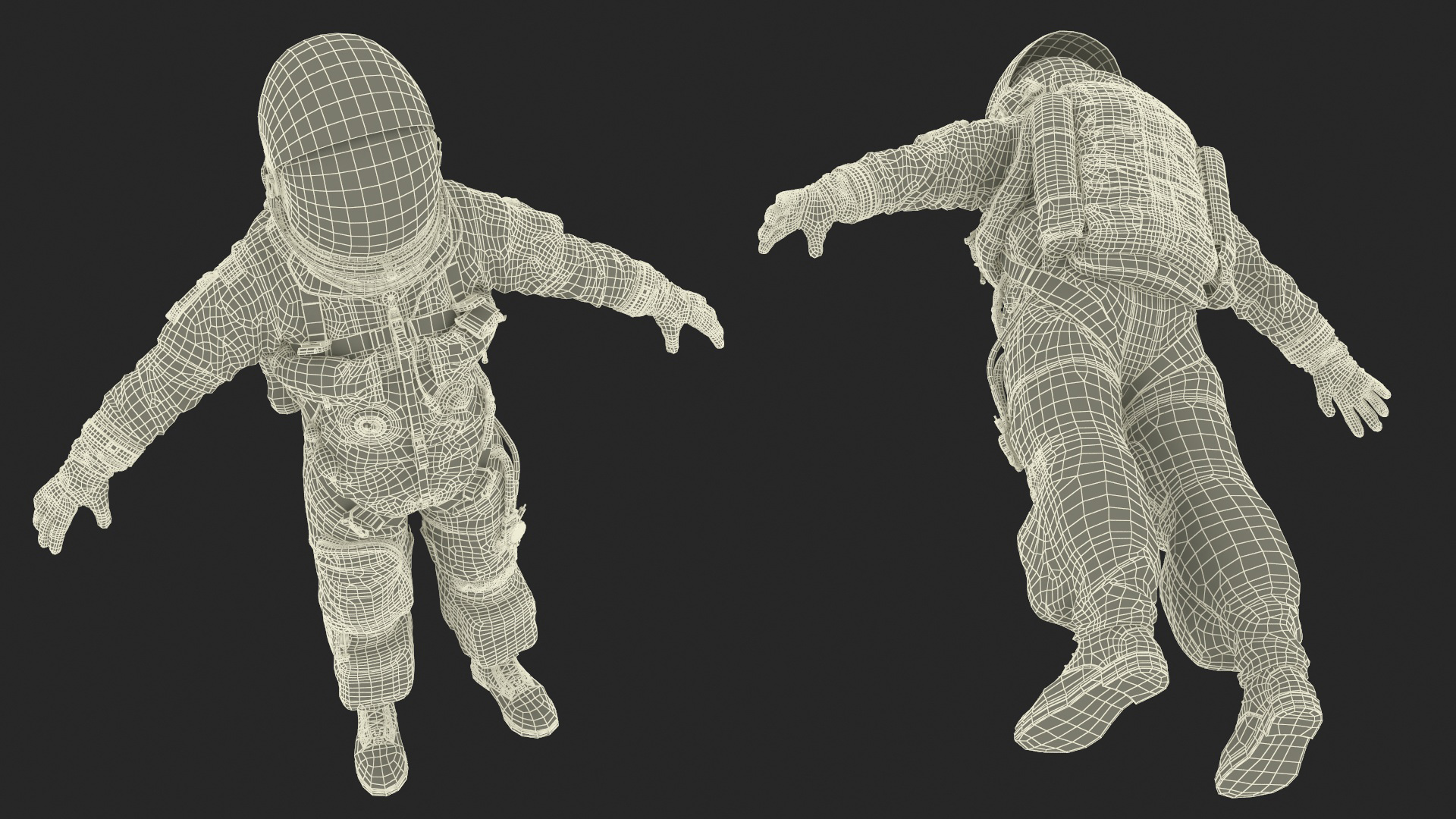 3D Detailed Astronaut Wearing Advanced Crew Escape Suit Fur