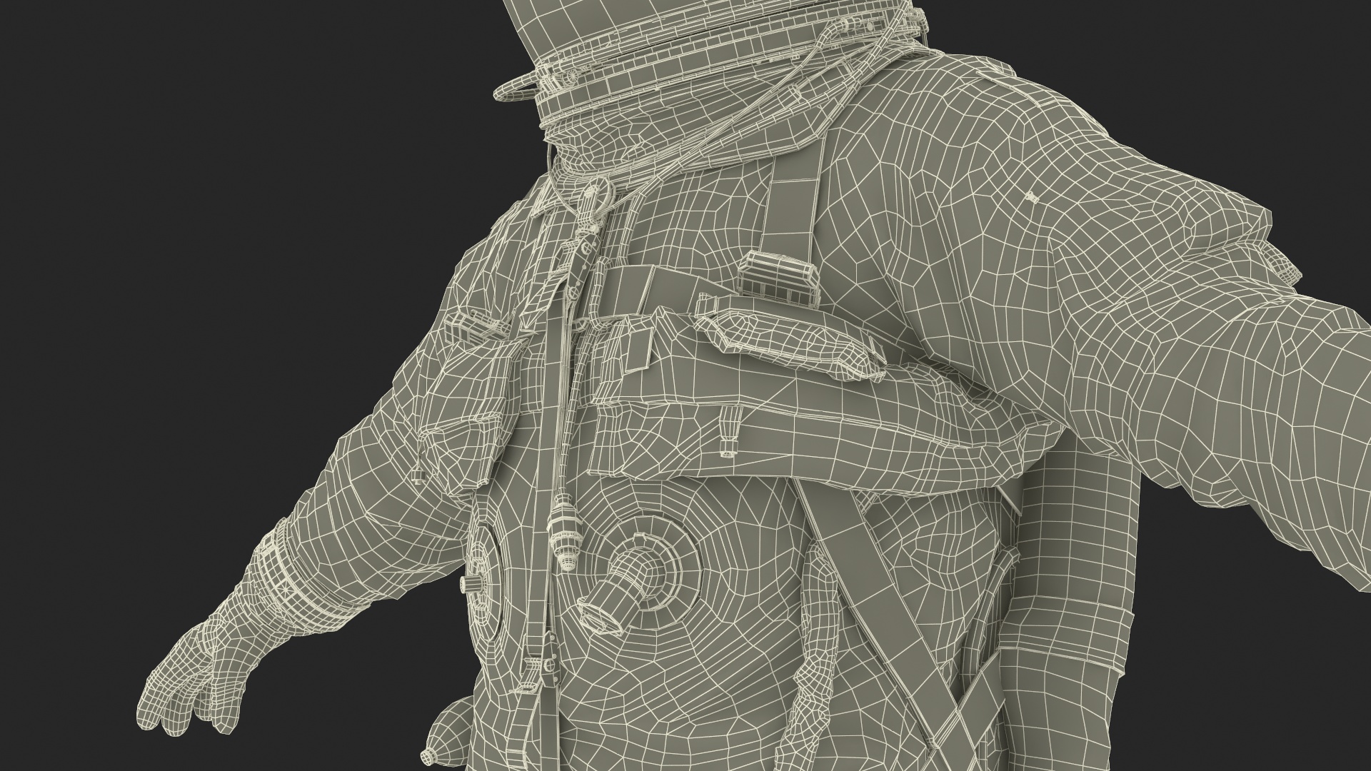 3D Detailed Astronaut Wearing Advanced Crew Escape Suit Fur