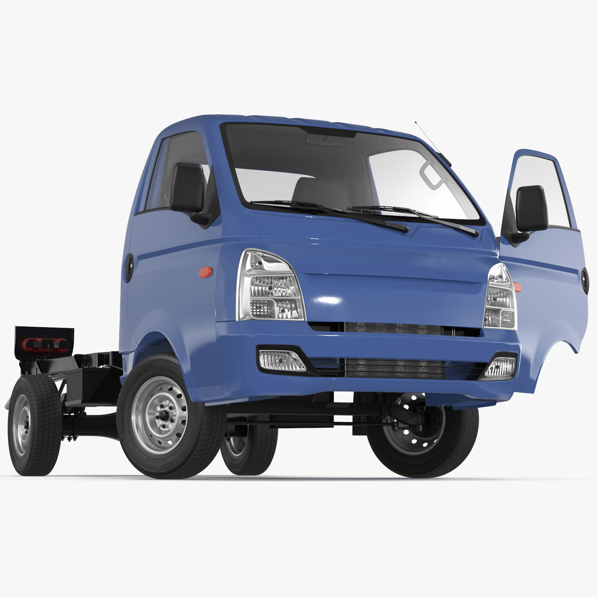 Mini Truck Bare Chassis Blue Rigged for Cinema 4D 3D model