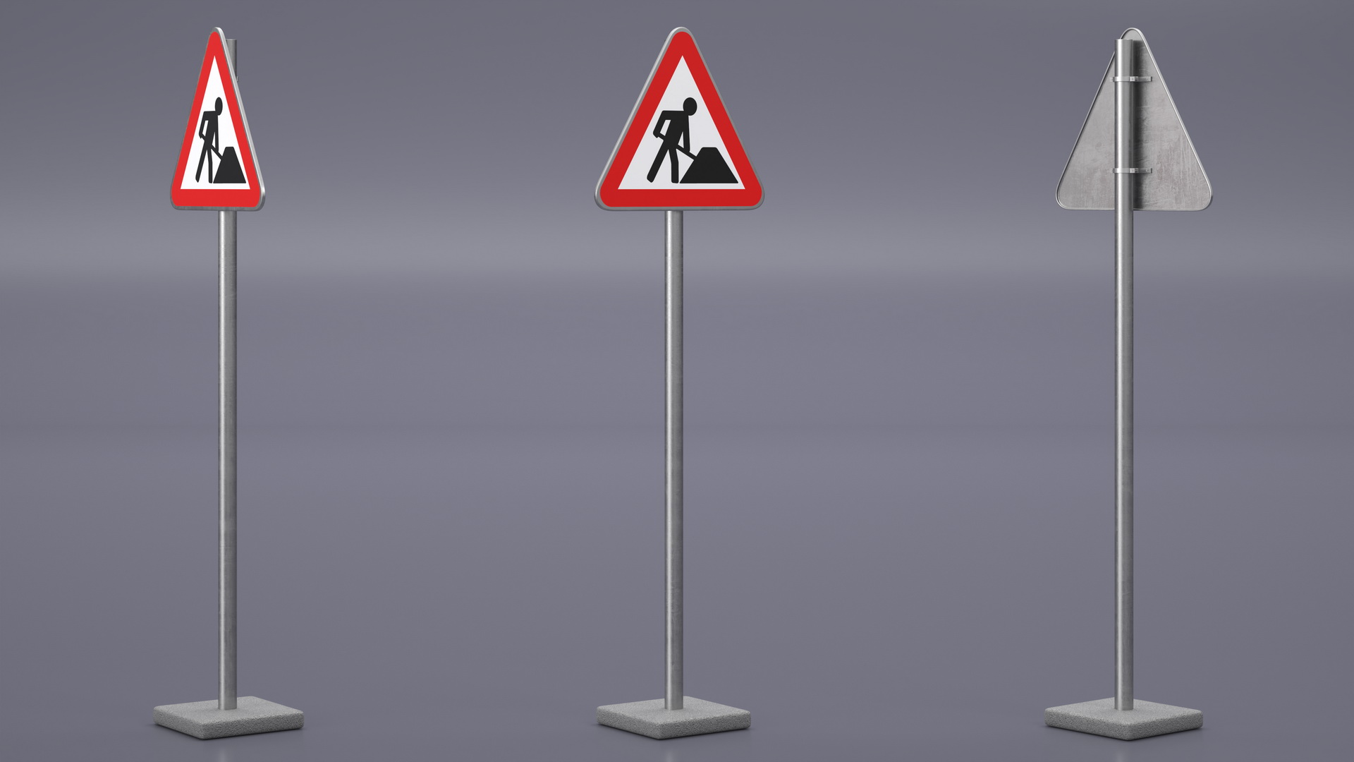 Road Sign Road Work 3D model