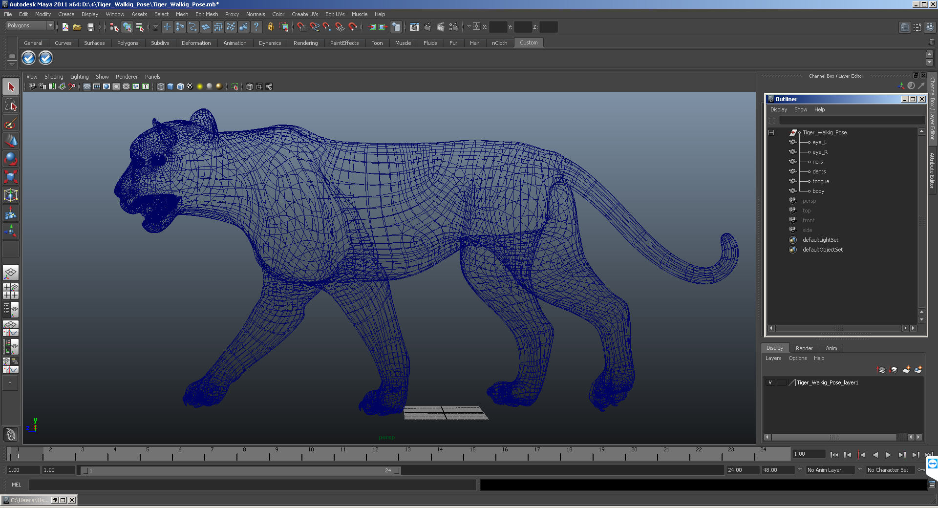 3D White Tiger Walkig Pose model