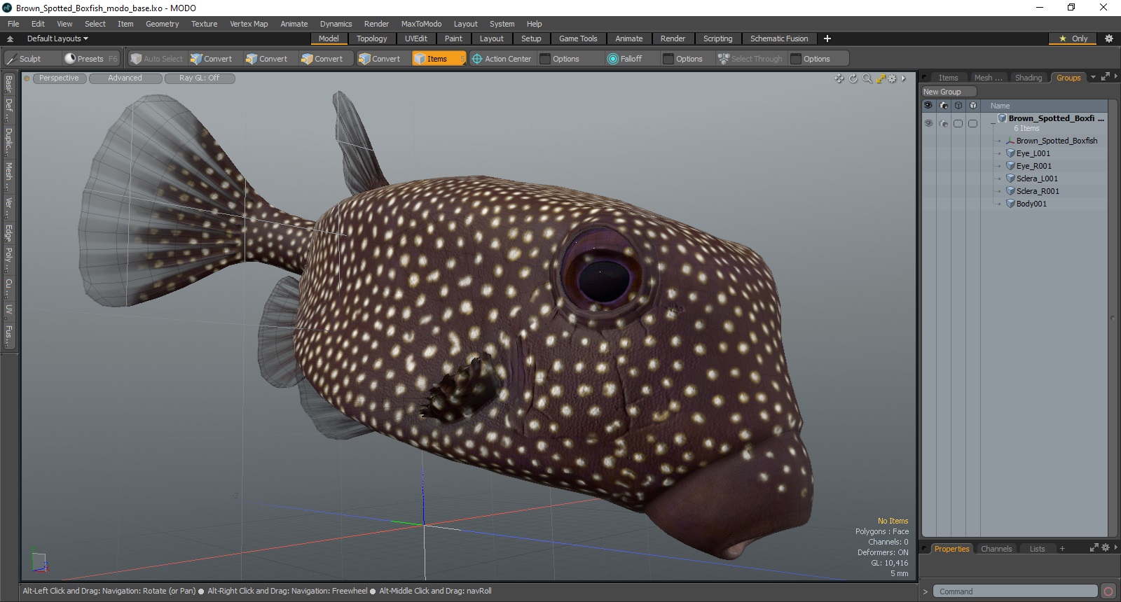 3D Brown Spotted Boxfish