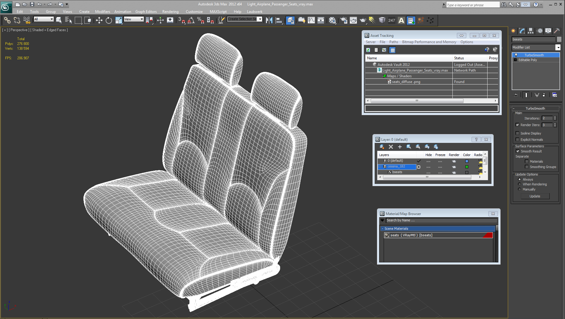 3D model Light Airplane Passenger Seats