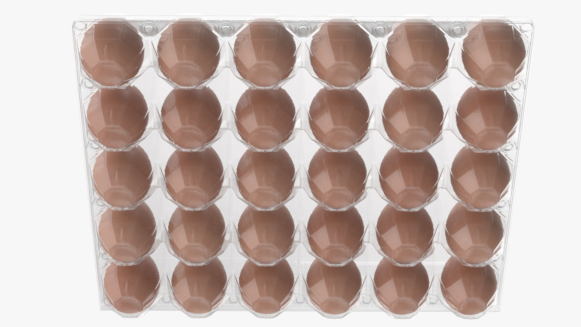 Realistic Egg Tray Packaging with 30 Brown Eggs 3D