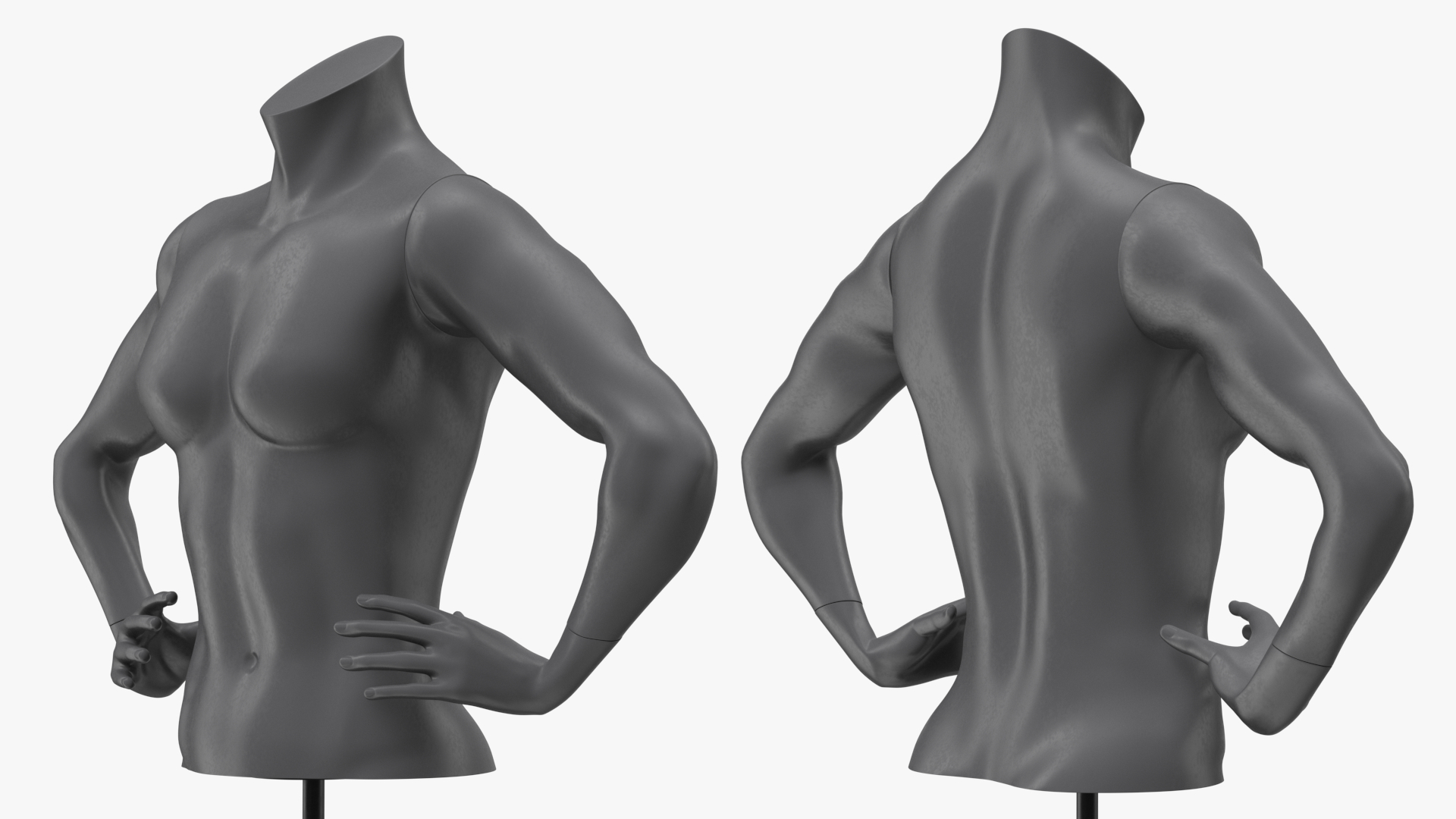 3D model Female Torso Sports Mannequin Black