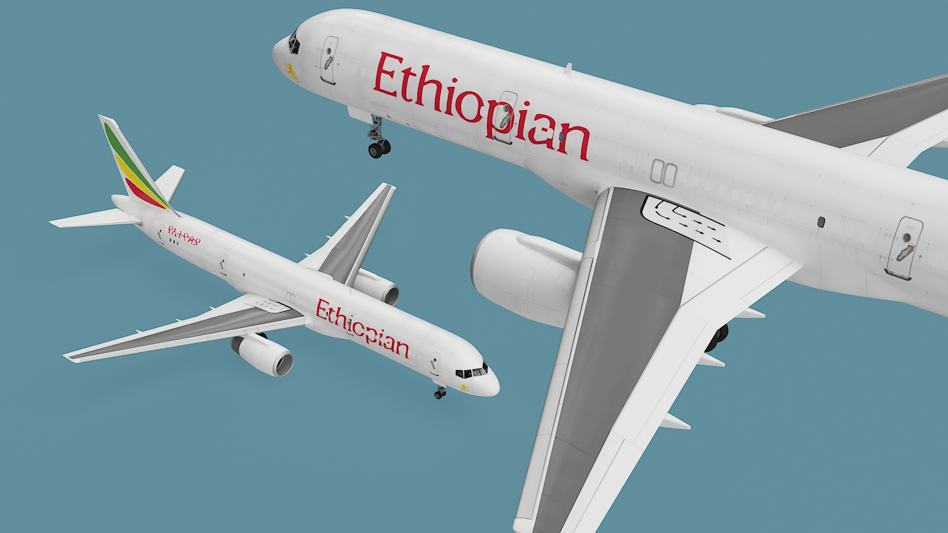 3D model Ethiopian Airlines Boeing 757 Aircraft Rigged