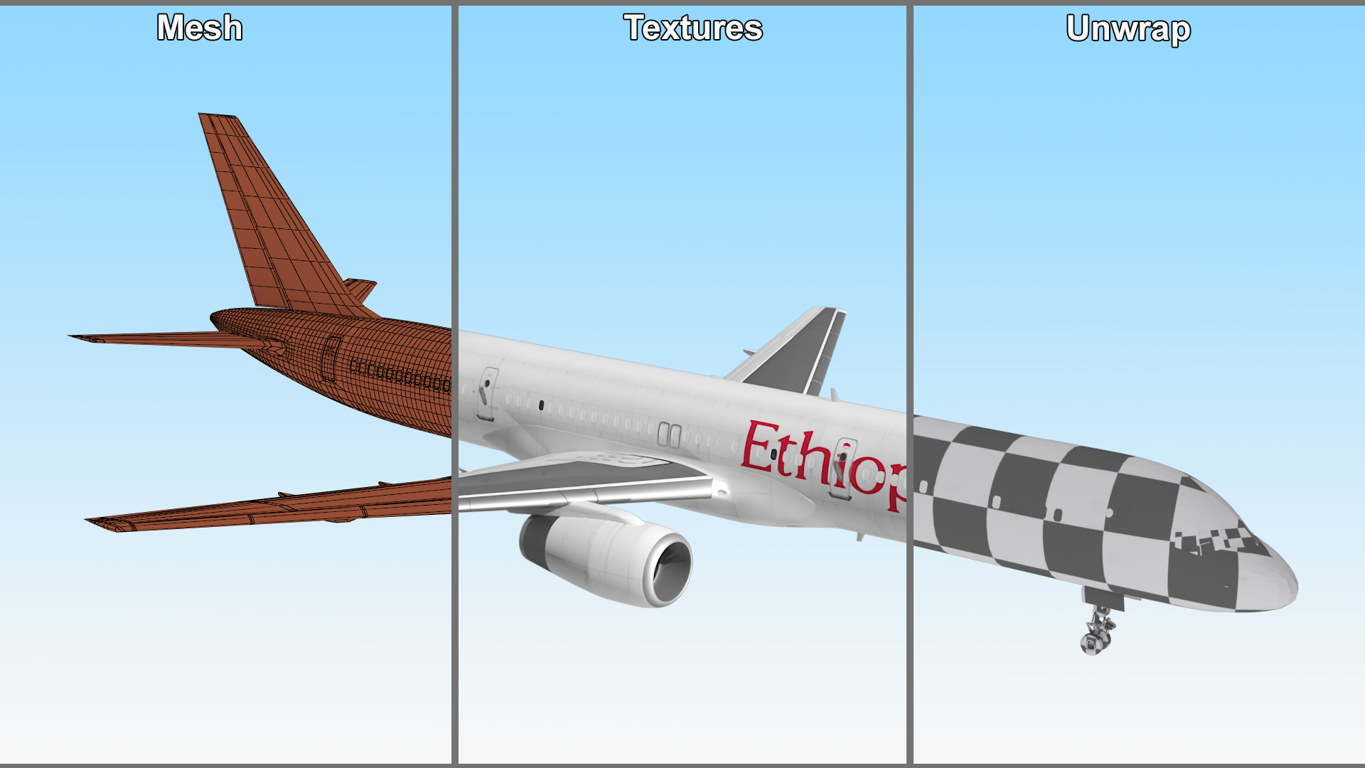 3D model Ethiopian Airlines Boeing 757 Aircraft Rigged