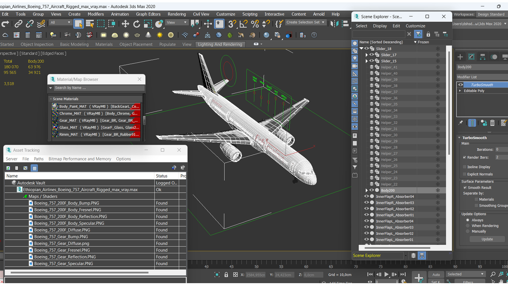 3D model Ethiopian Airlines Boeing 757 Aircraft Rigged