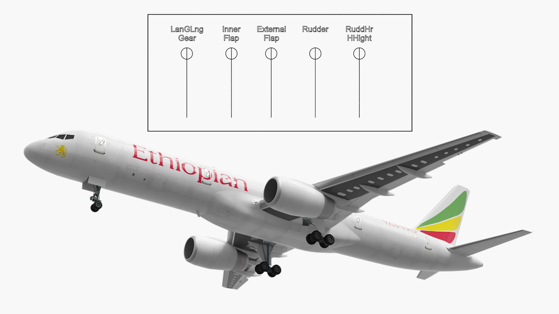 3D model Ethiopian Airlines Boeing 757 Aircraft Rigged