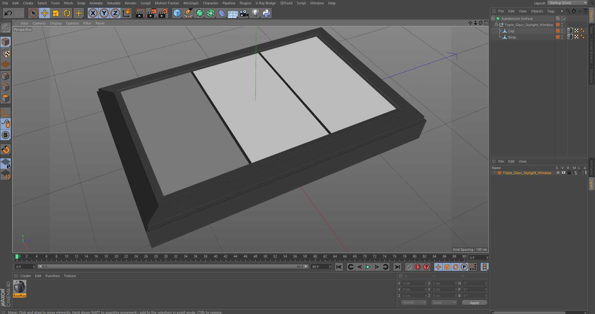 3D Triple Glass Skylight Window model