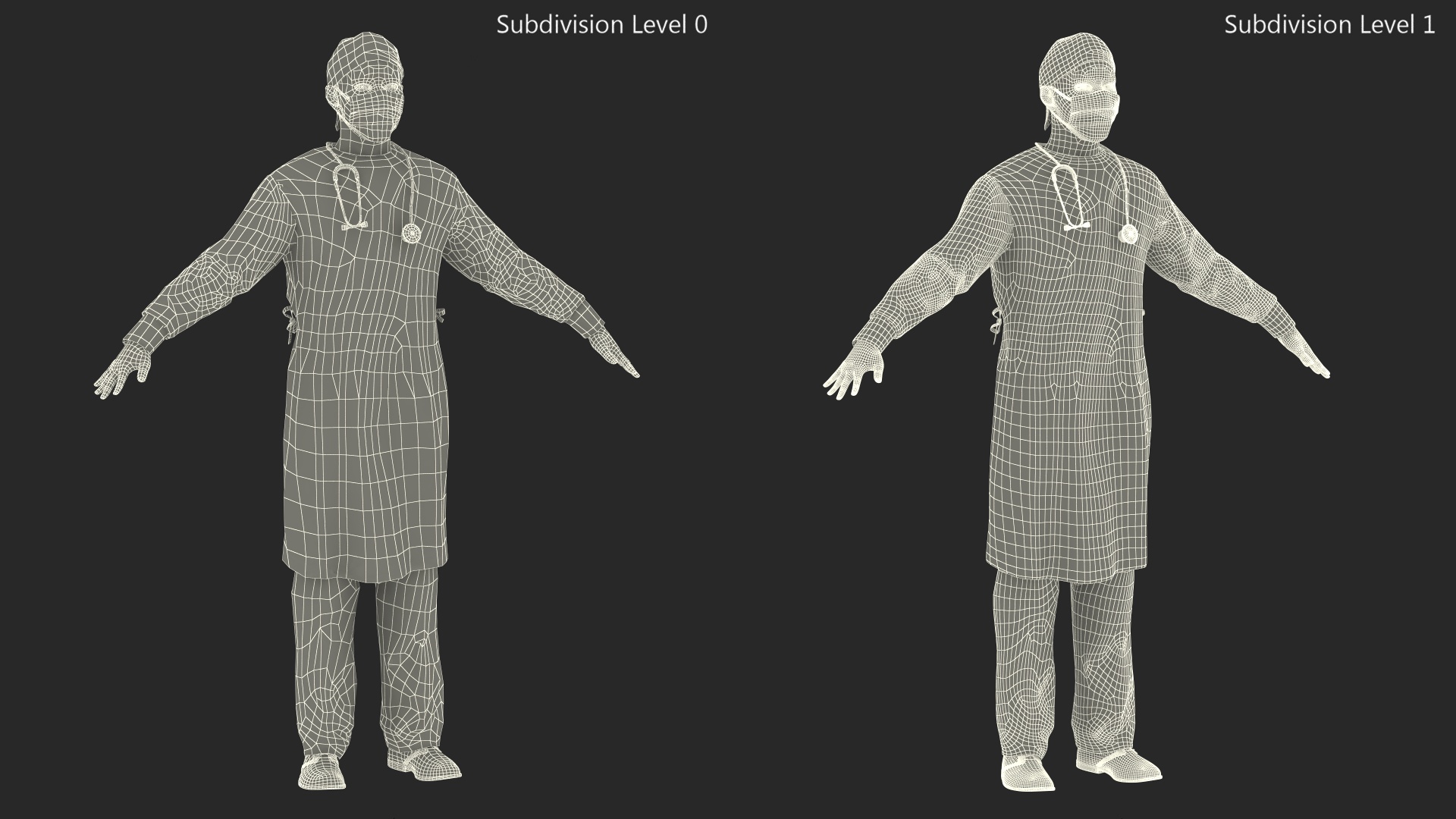 3D model African Black Male Doctor in Face Mask Rigged