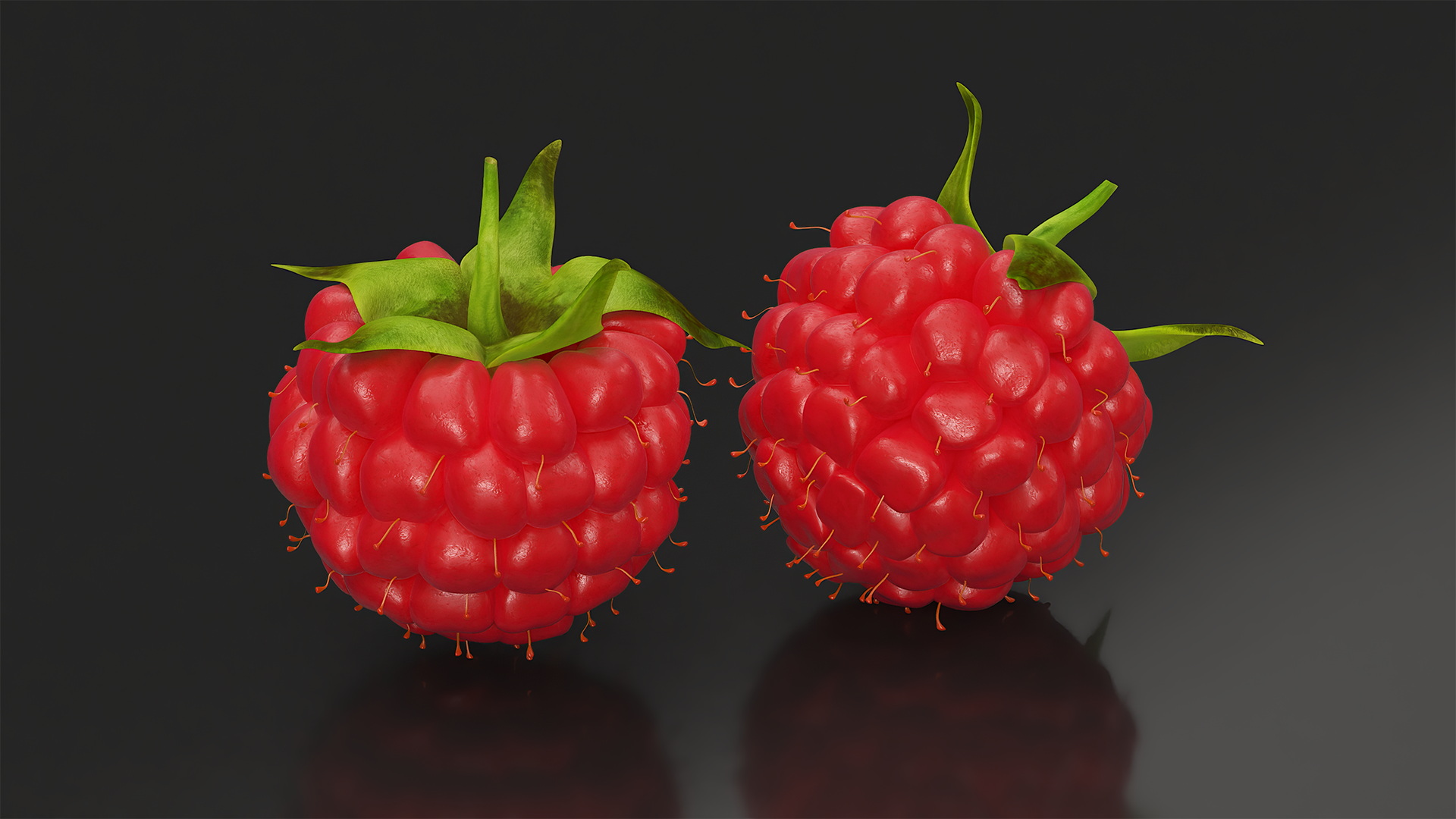 3D Red Ripe Raspberry model