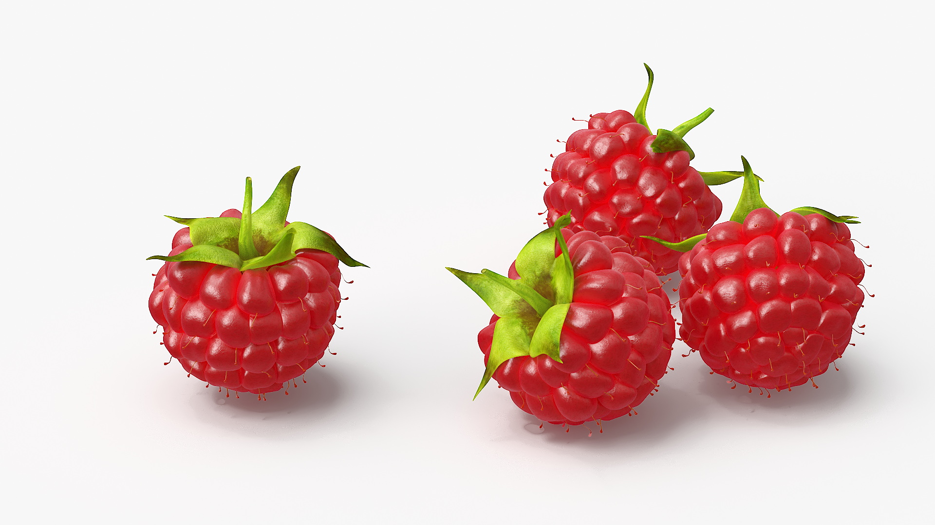 3D Red Ripe Raspberry model