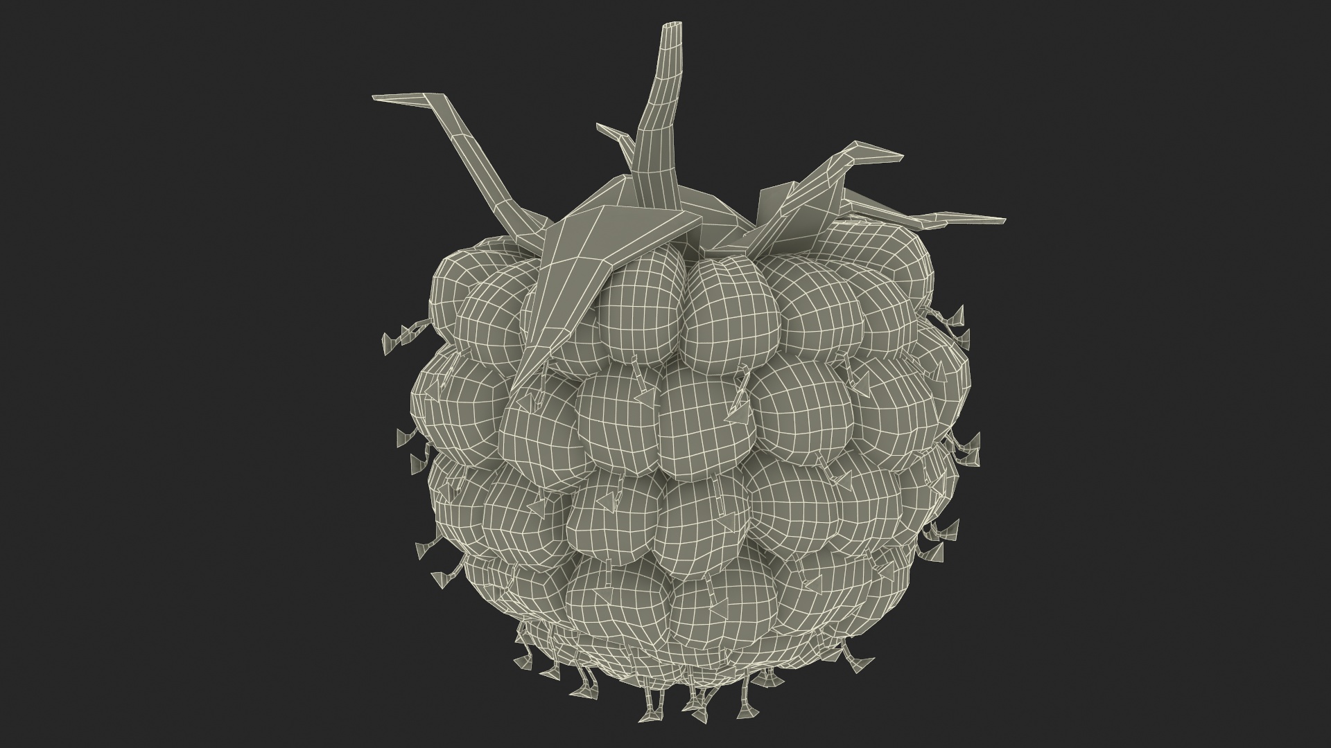 3D Red Ripe Raspberry model