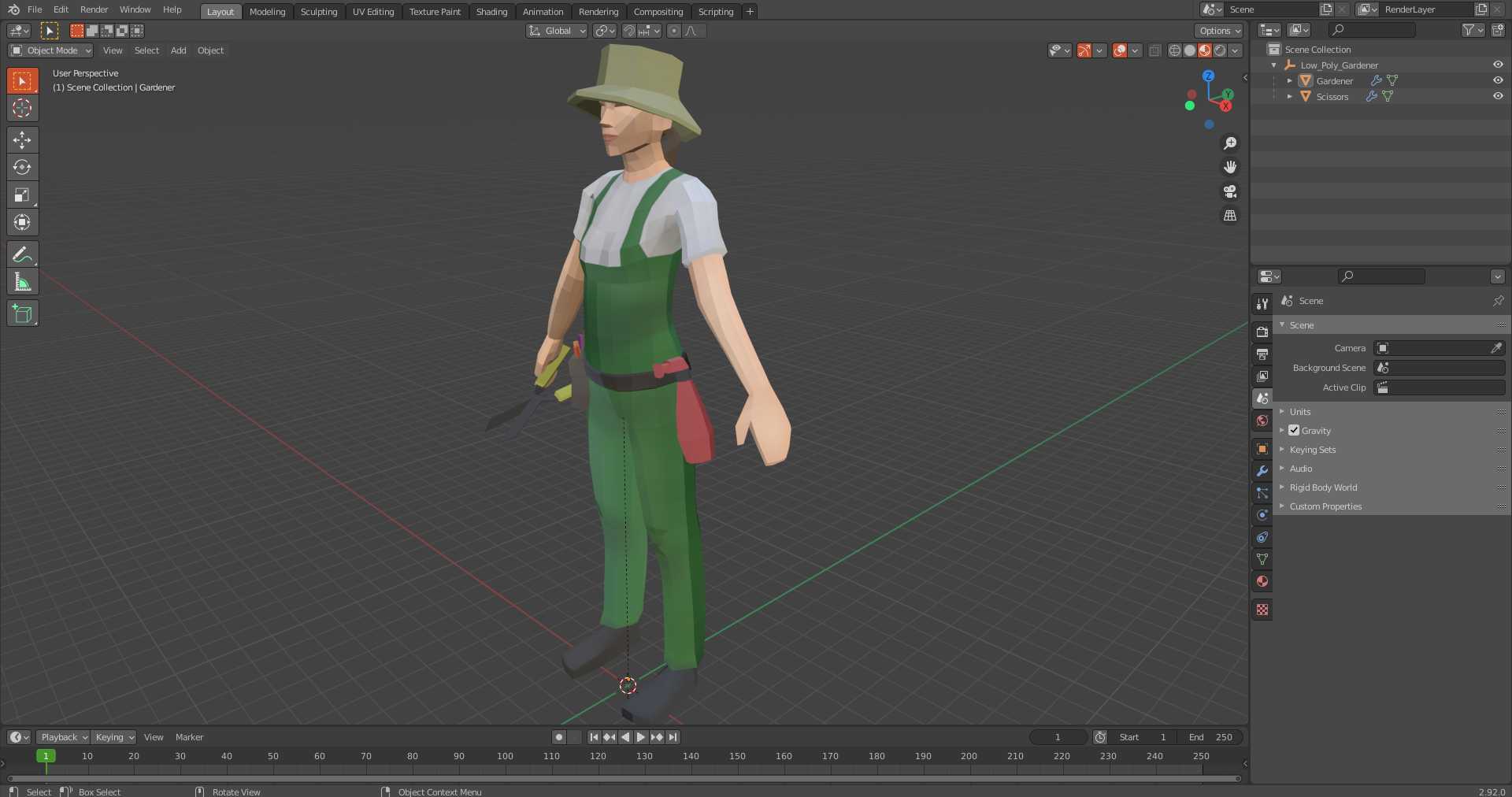 Low Poly Gardener 3D