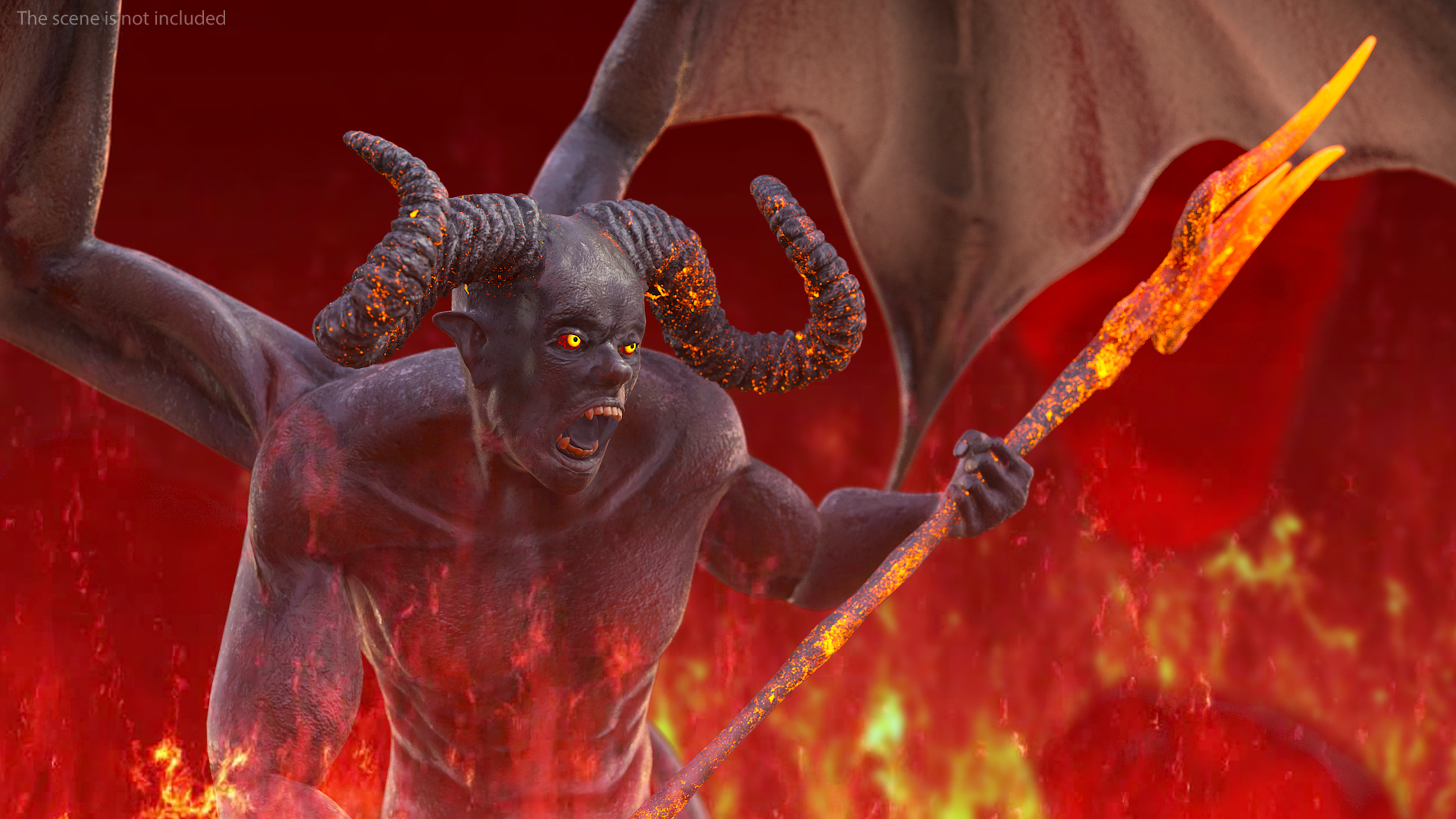 Devil Character with Trident Angry Pose 3D model