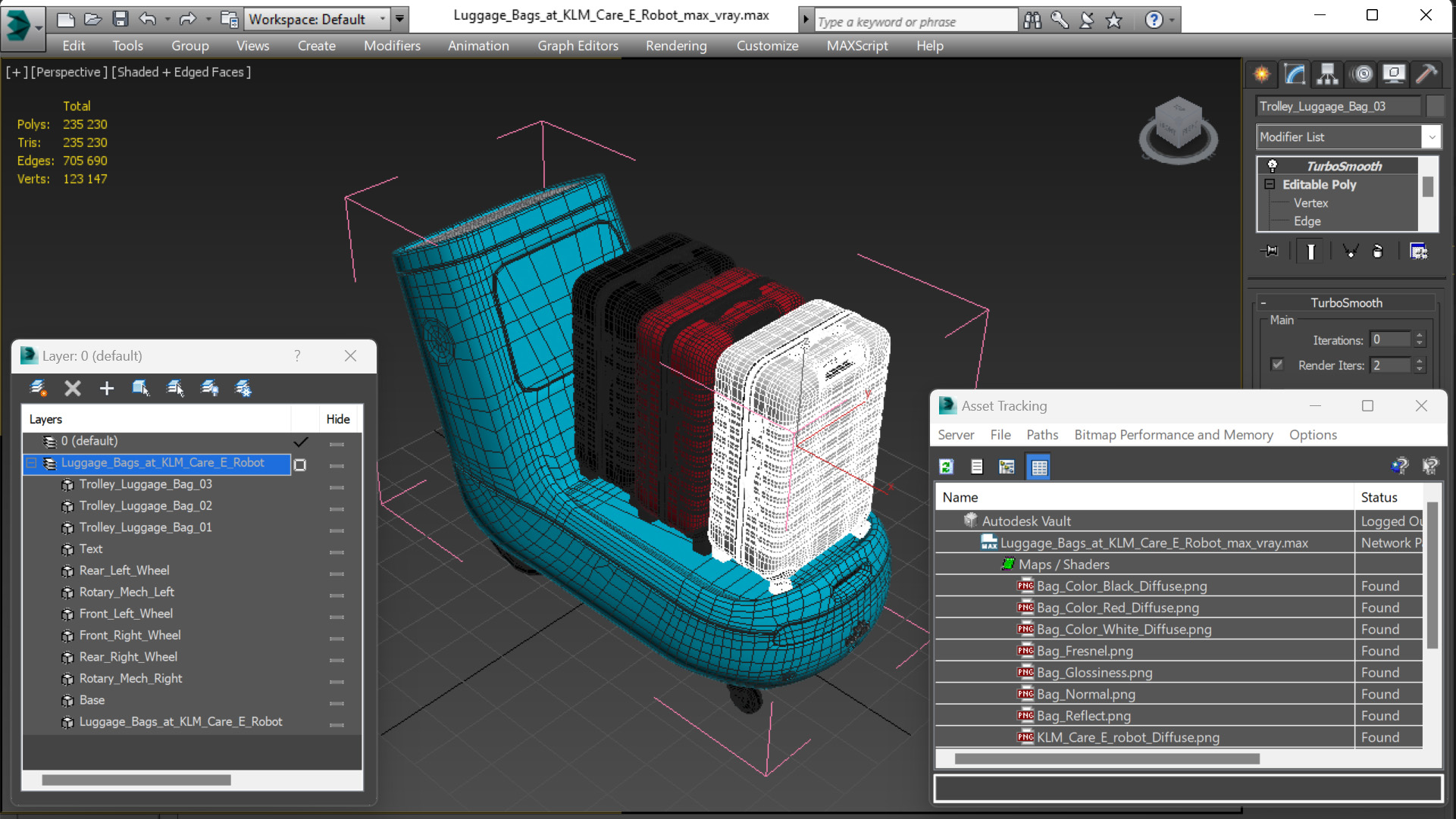 Luggage Bags at KLM Care E Robot 3D