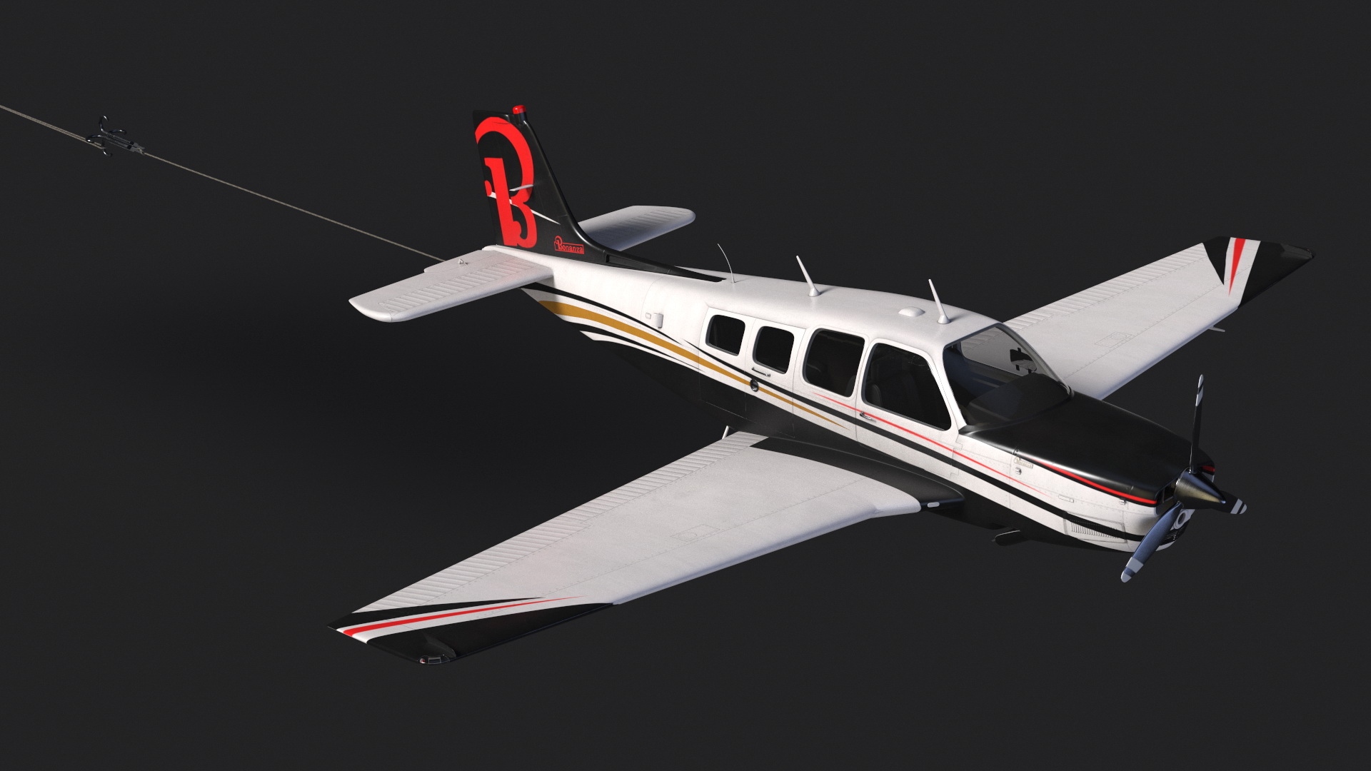 Plane with Big Yellow Aerial Mockup Banner 3D