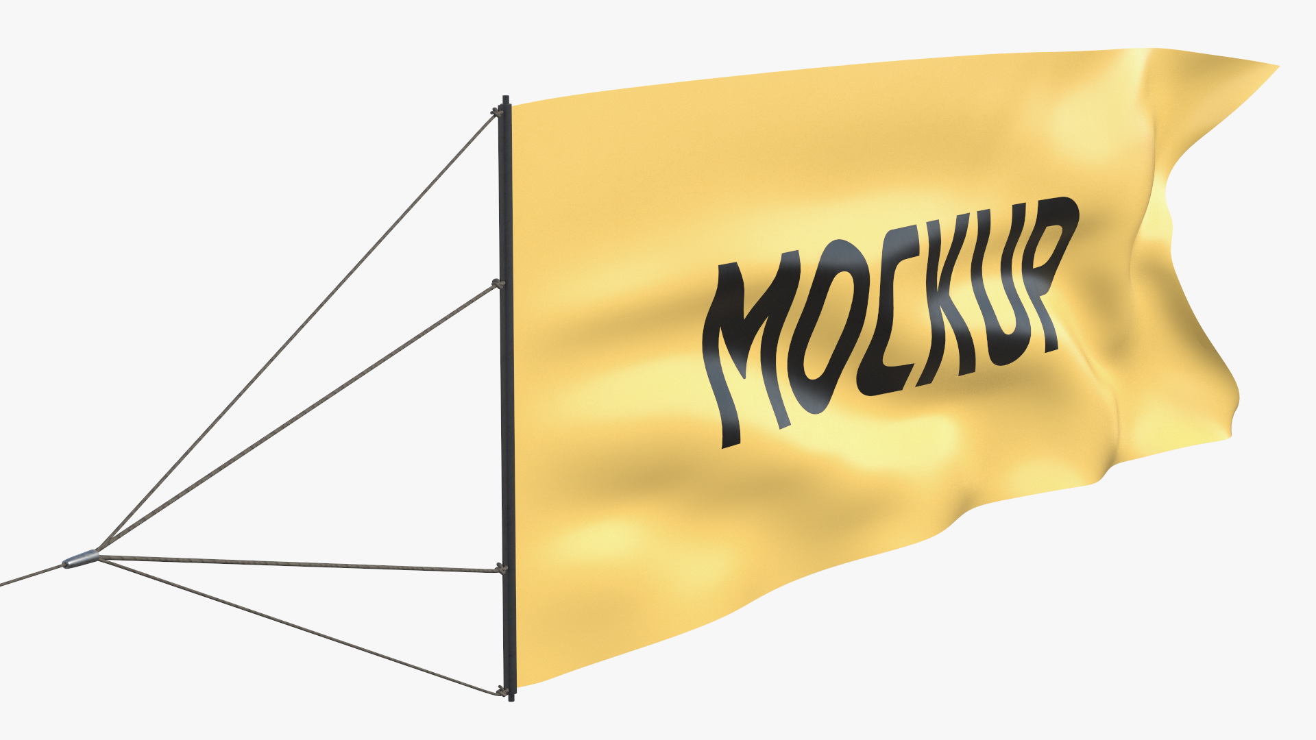 Plane with Big Yellow Aerial Mockup Banner 3D