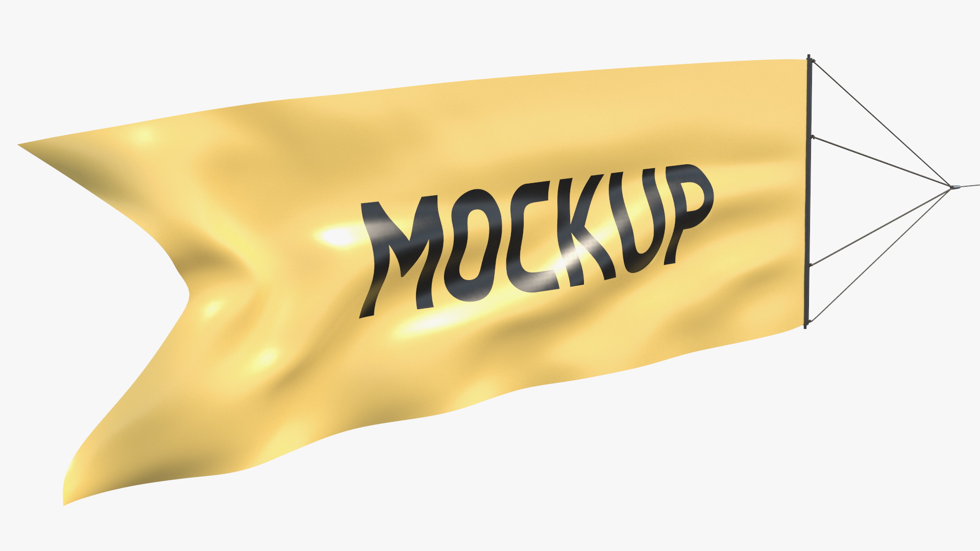 Plane with Big Yellow Aerial Mockup Banner 3D