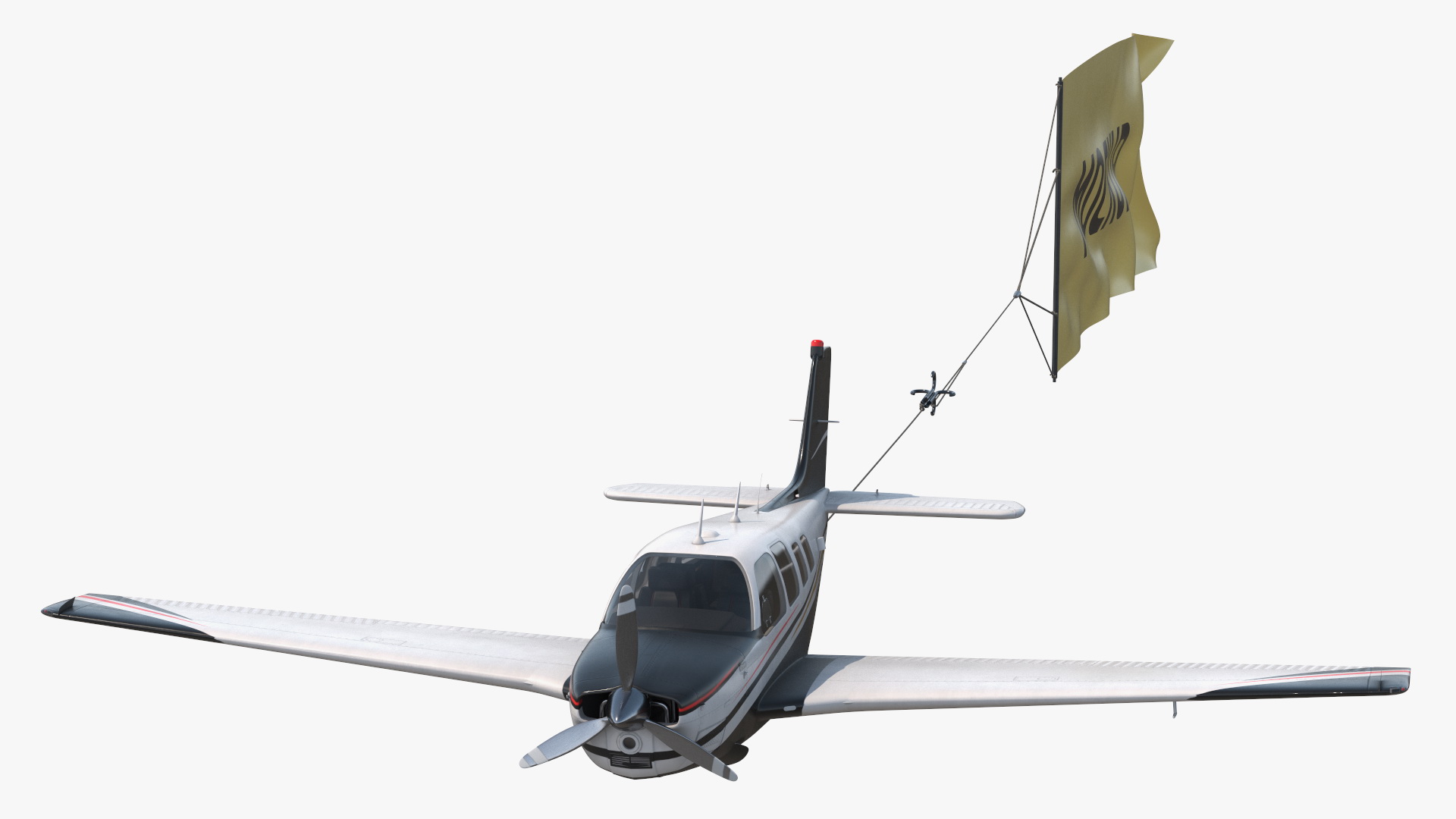 Plane with Big Yellow Aerial Mockup Banner 3D