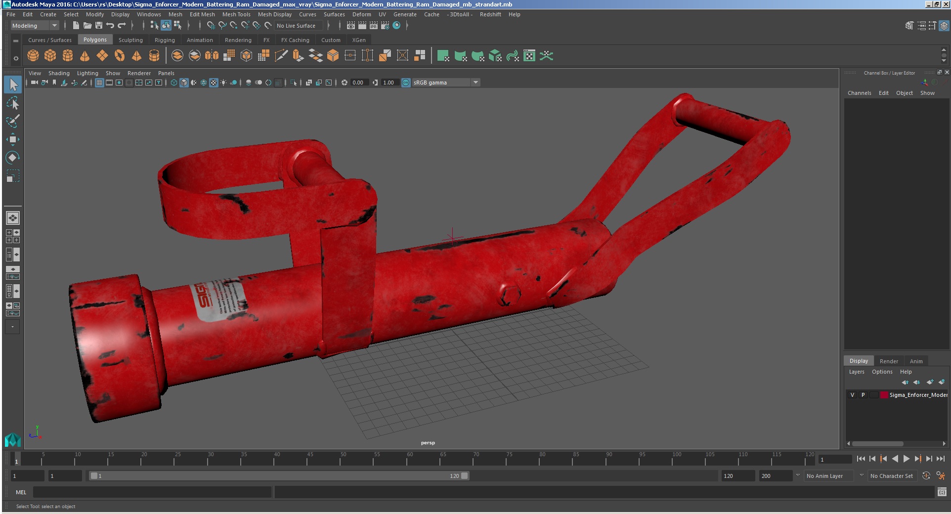 3D Sigma Enforcer Modern Battering Ram Damaged model